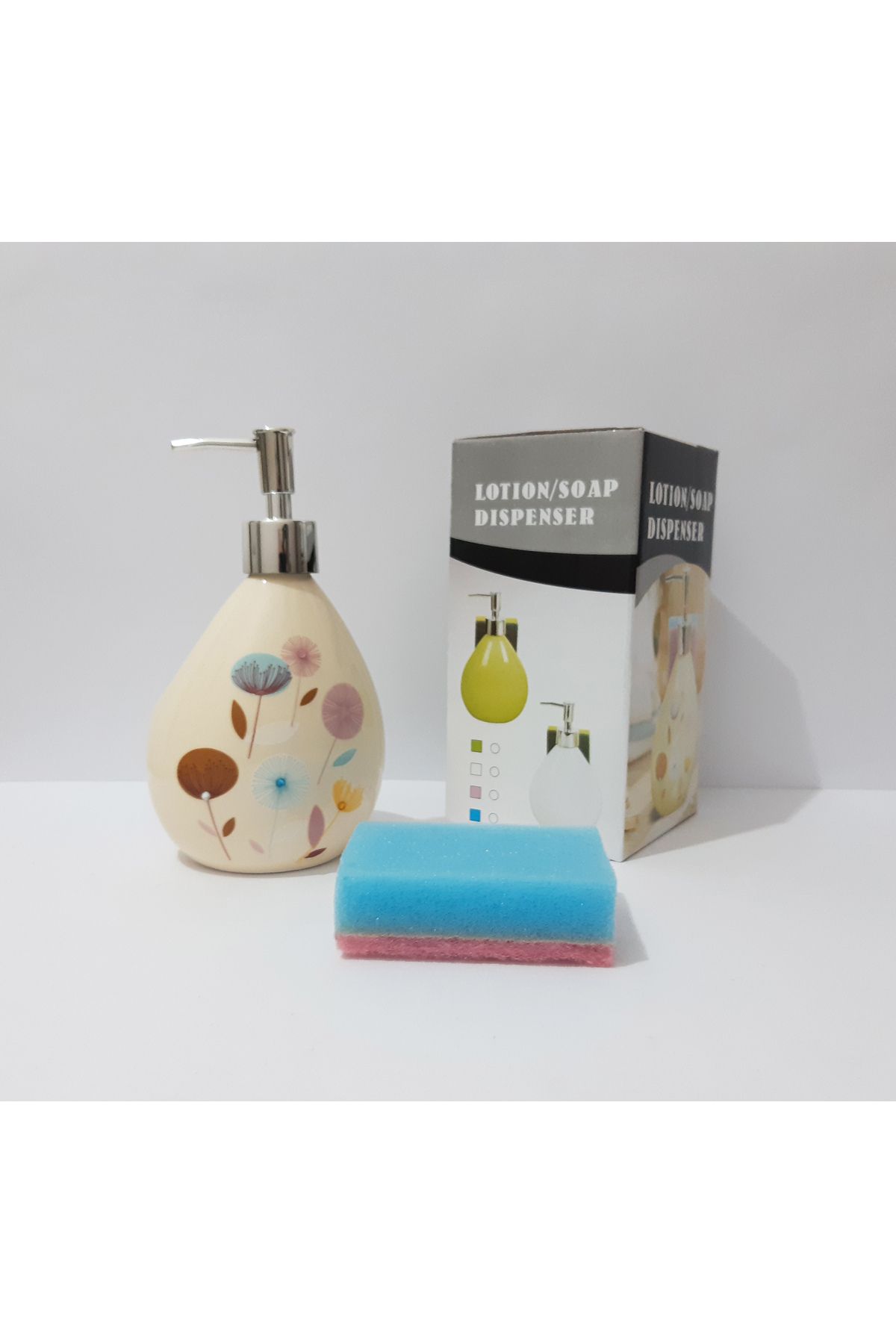 renkli çiçekler-Dozator de săpun lichid din porțelan cu model 500 ml 2