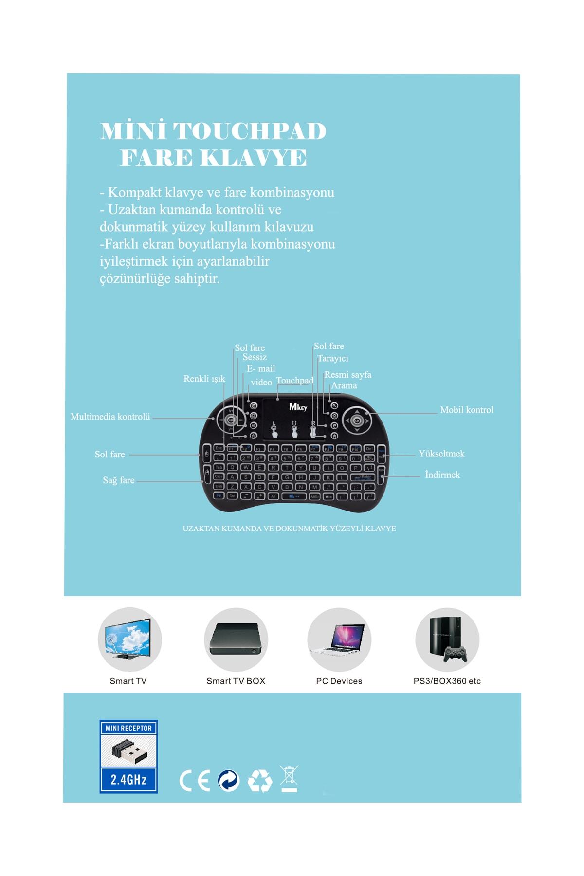 Kablosuz Türkçe Q Klavye Smart Tv Televizyon Akıllı Kumanda Akıllı Tv,playstation, Android Box 2