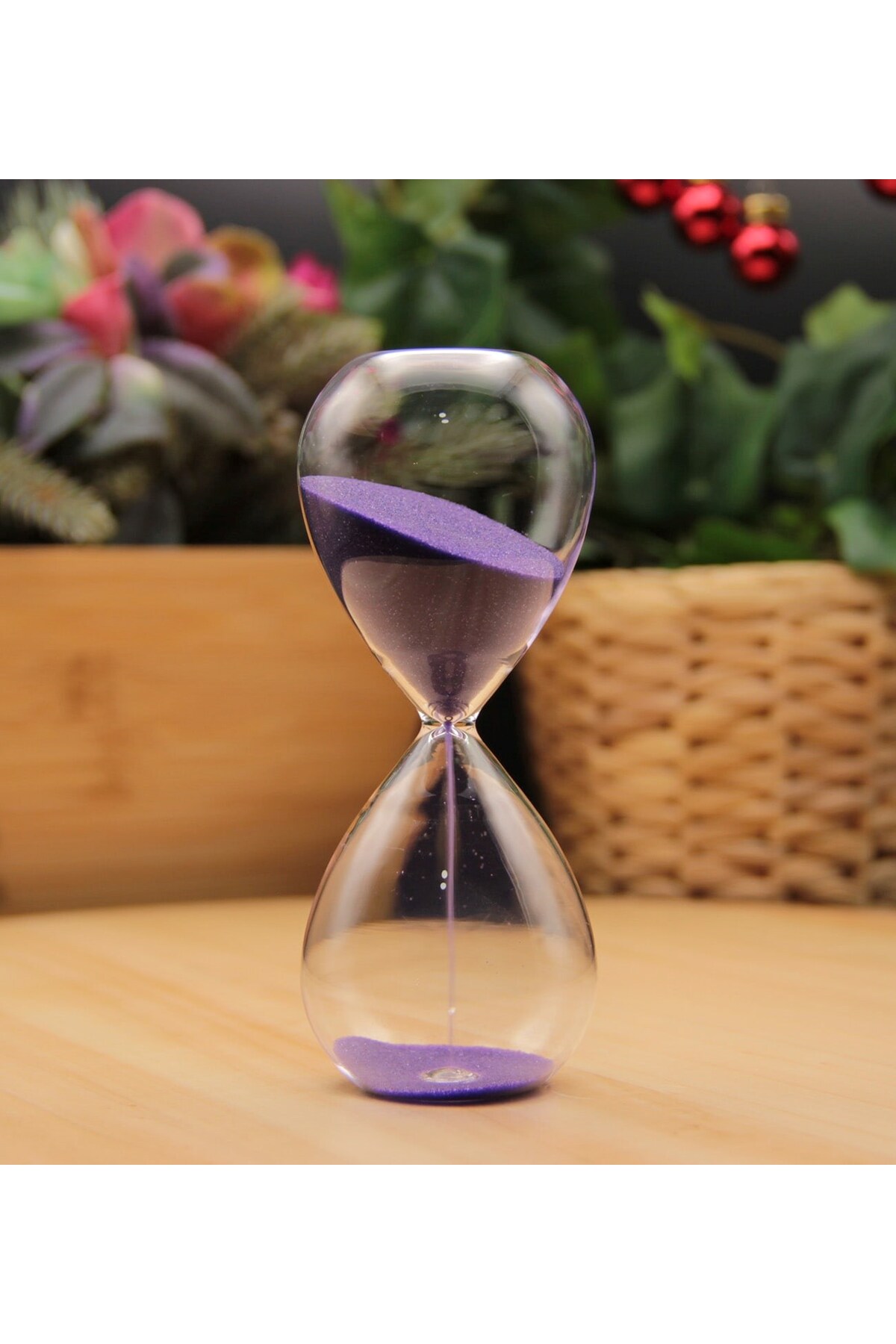 HEDİYEBİZİZ Cam Kum Saati 5 Dakika Koyu Mor