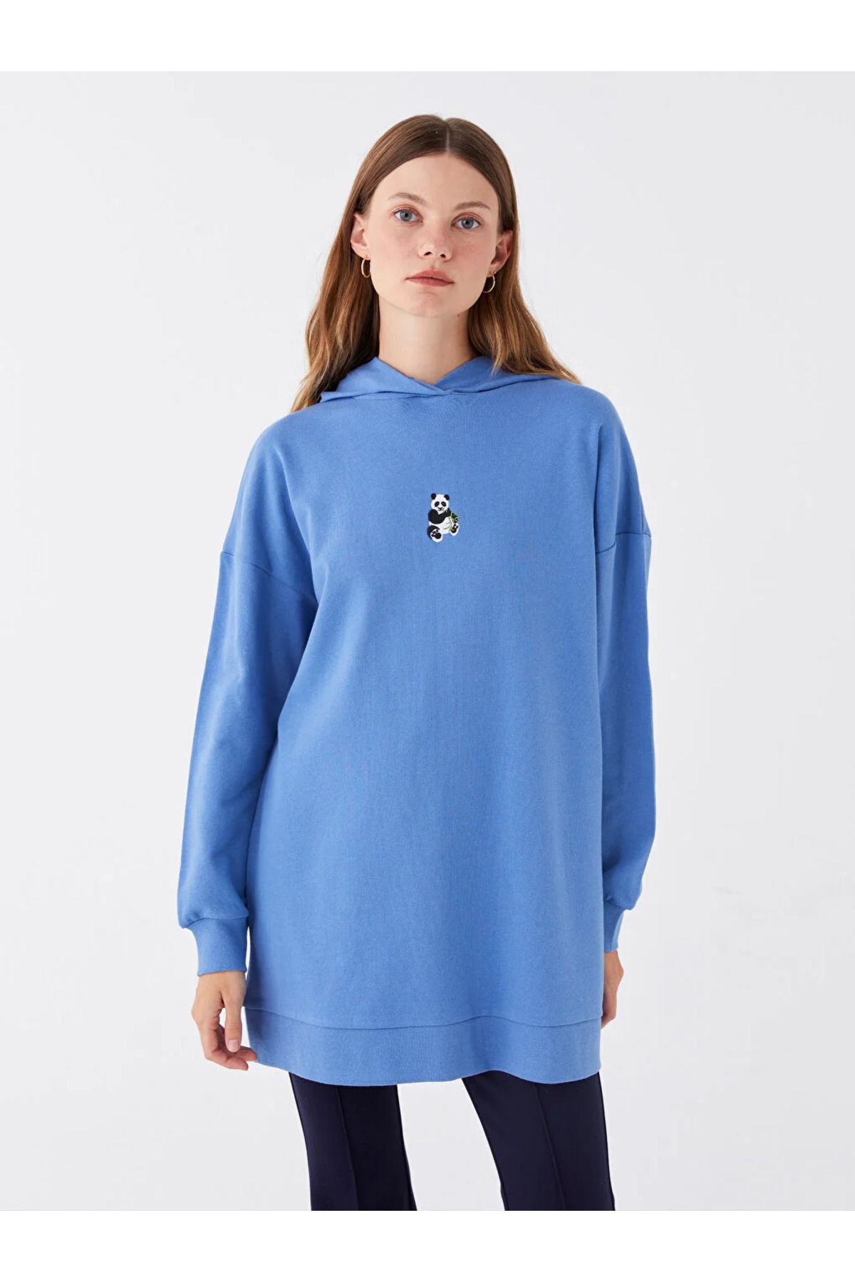 LC Waikiki LCW Modest Hooded Embroidered Long Sleeve Women s