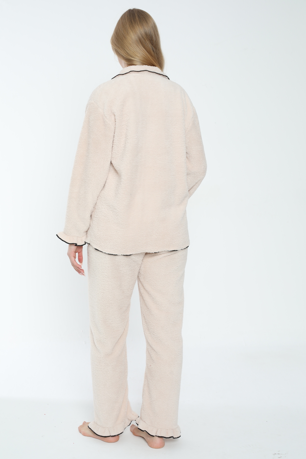 Miss Dünya Lissa Önden Düğmeli Hamile ve Lohusa Peluş Pijama Takımı fotoğrafı 4 (önizleme)