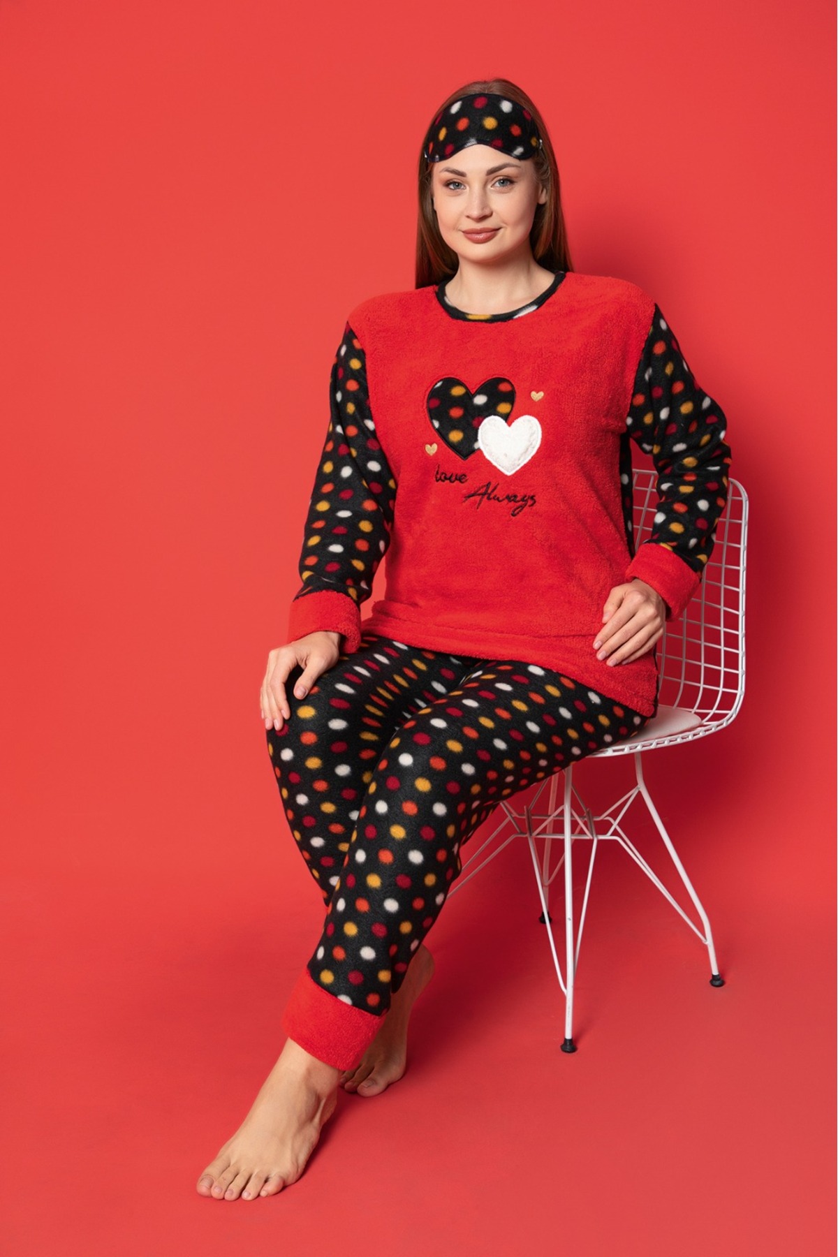 Asel Büyük Beden Polar Pijama Takımı