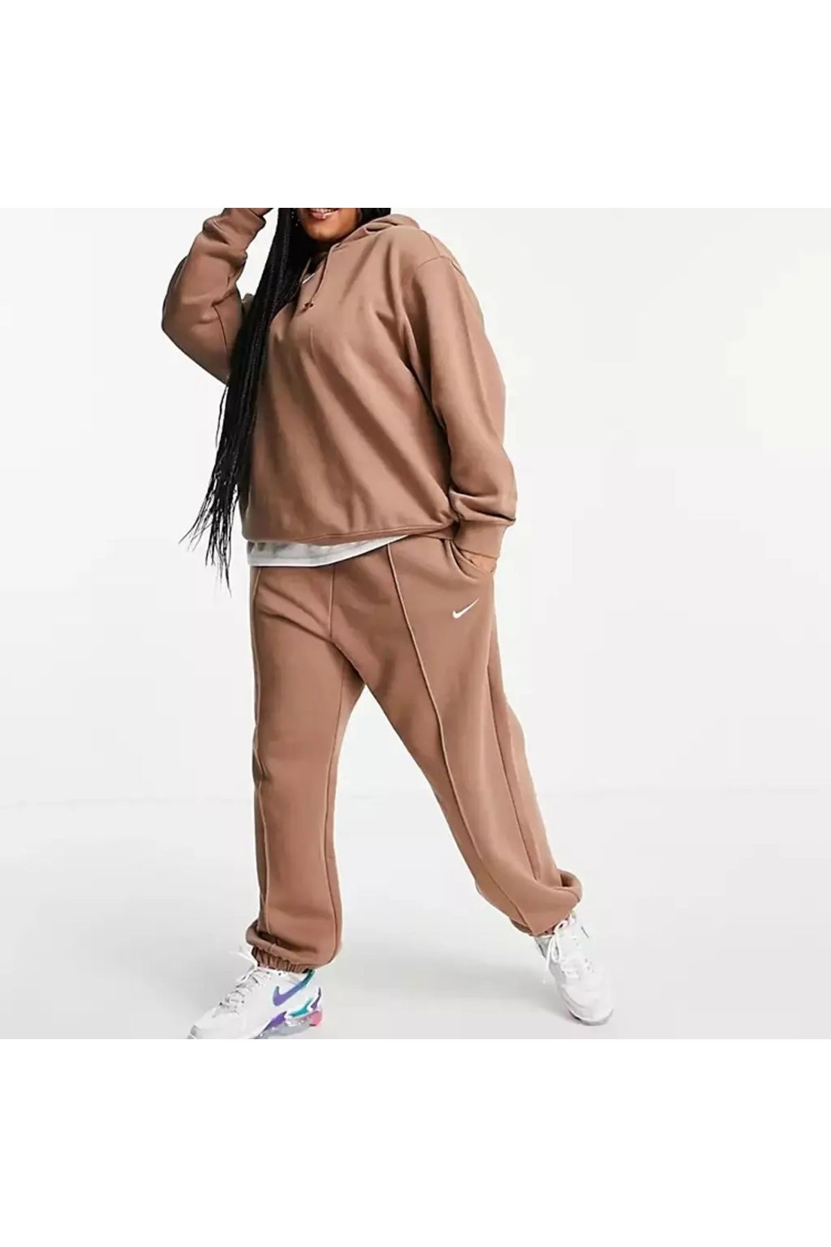 Nike Sports Sweatpants Brown Normal Waist Trendyol