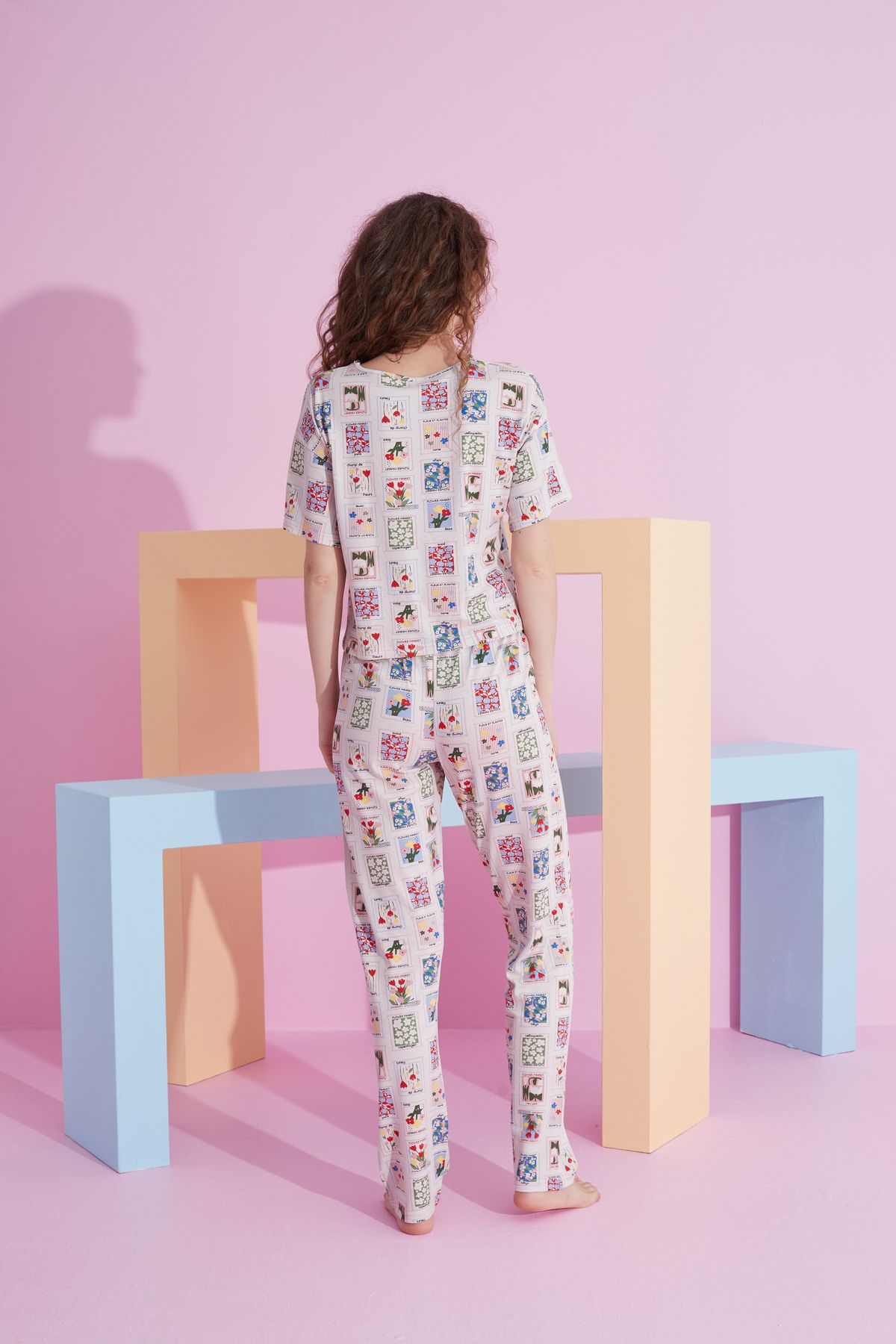 Siyah İnci-Sequin Patterned Lycra Knitted Pajama Set 3