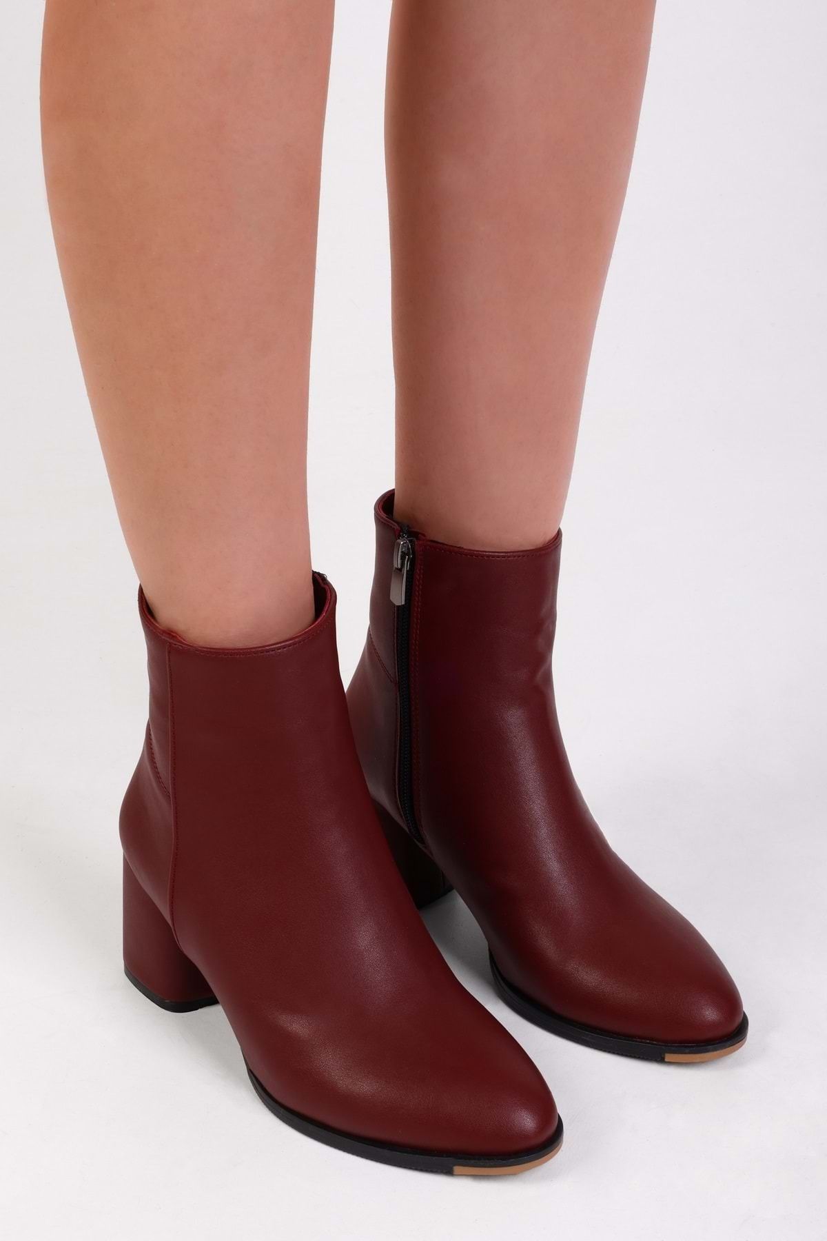 Shoeberry-Women's Haylee Burgundy Leather Heeled Boots 3