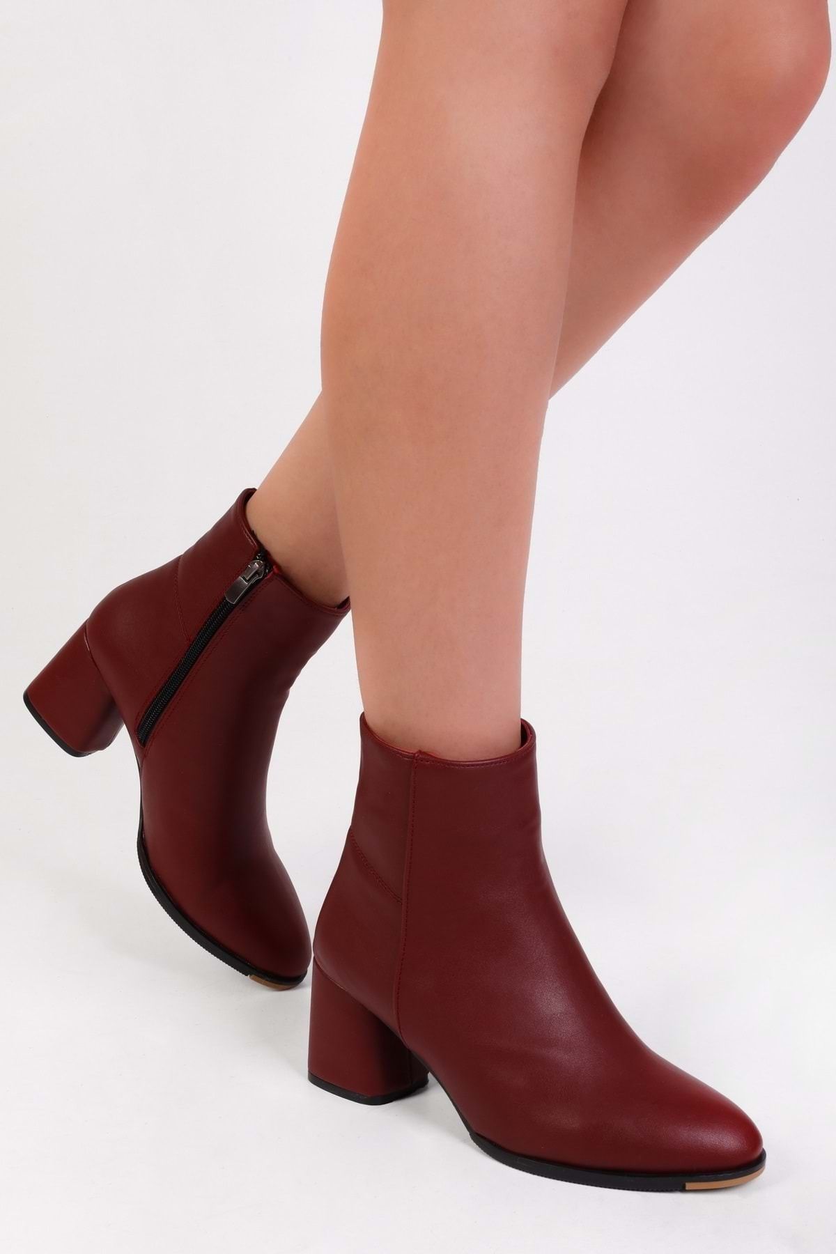 Shoeberry-Women's Haylee Burgundy Leather Heeled Boots 4