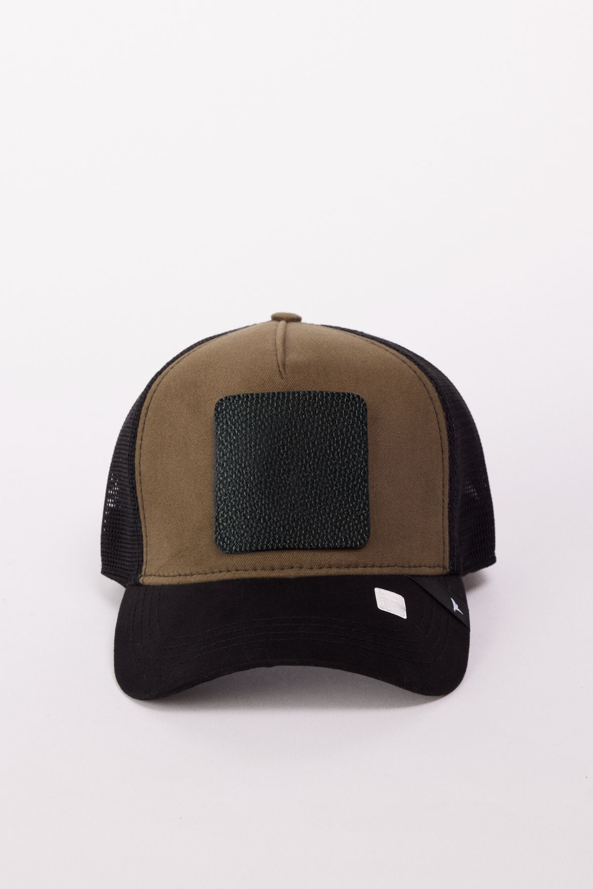 AC&Co / Altınyıldız Classics Erkek Siyah-Bej %100 Pamuk Değiştirilebilir Stickerlı Renk Bloklu Şapka ET8024100002