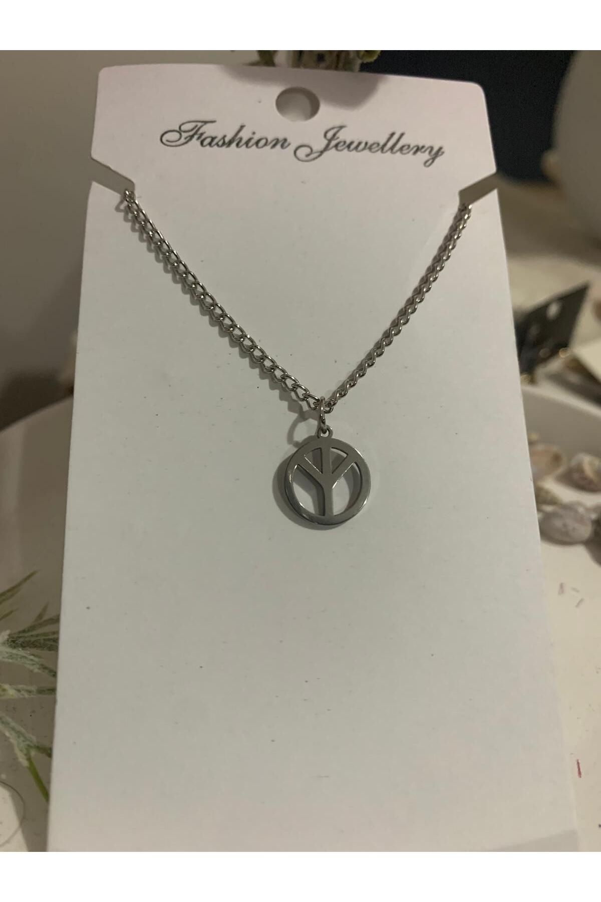 İYİ MODA-Peace Symbol Steel Necklace 2