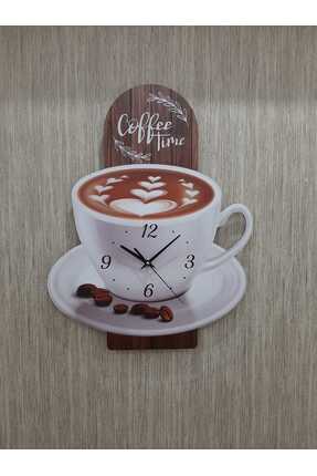 TUĞBArt Kahve fincan model coffee time mutfak duvar Saati 45x30 Cm Uv Baskılı