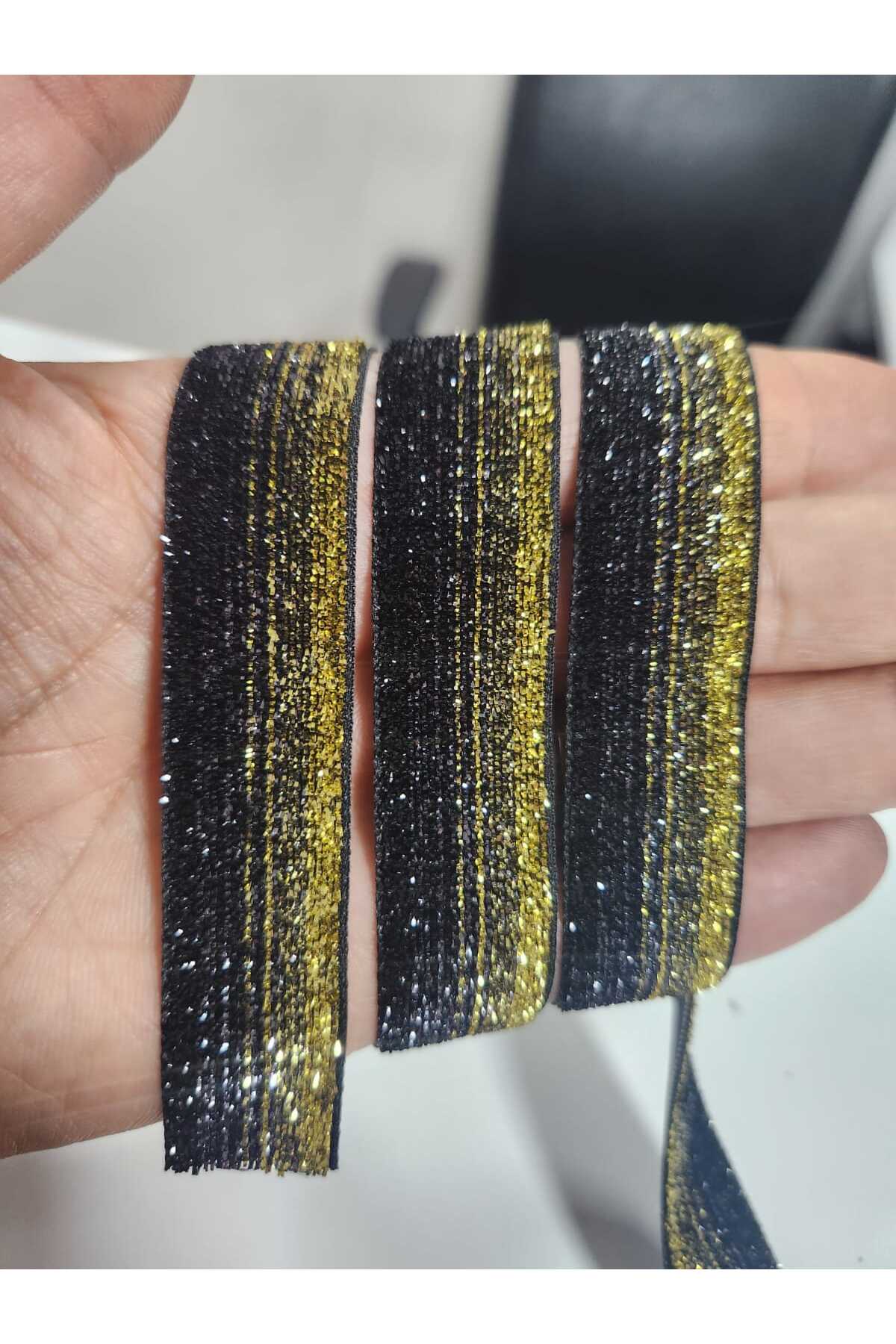 2 CM GOLD/BLACK DUAL COLOR METALLIC VELVET 5 METERS METALLIC RIBBON