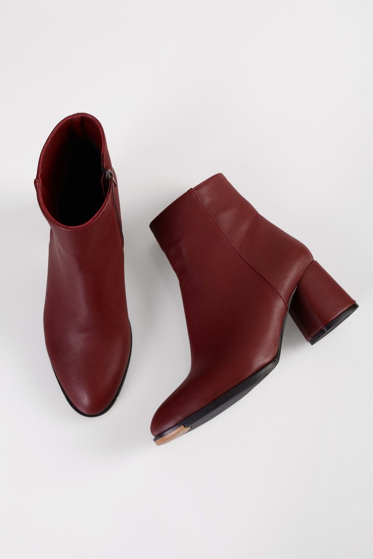 Shoeberry-Women's Haylee Burgundy Leather Heeled Boots 5