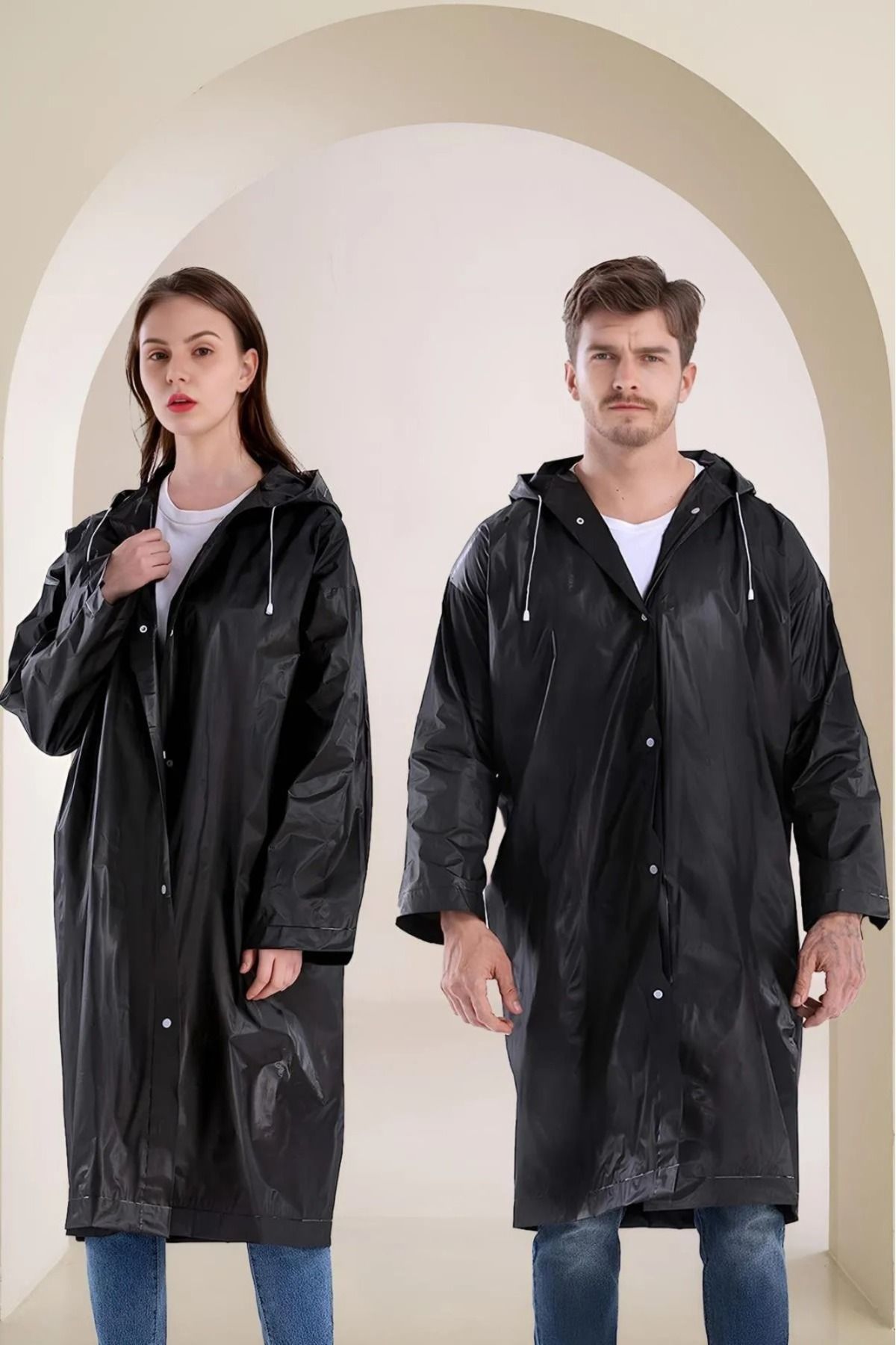 Plus size 2025 black raincoat