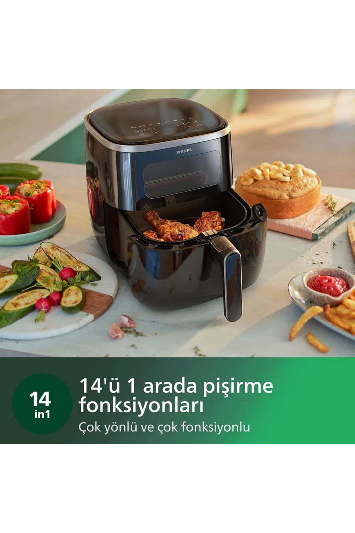 Philips 3000 Serisi Premium Airfrer XL 5,6Lt, 7 Ön Ayarlı Dokunmatik Ekranlı 13in 1 Pişirme İşlevi