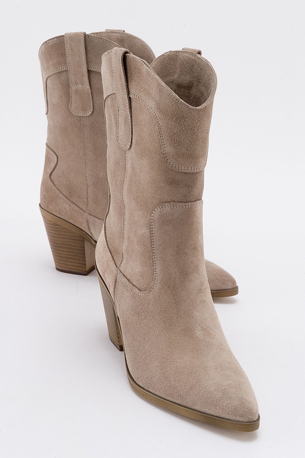 چکمه و بوتی نود زنانه های پاشنه چرمی Hopen Beige luvishoes