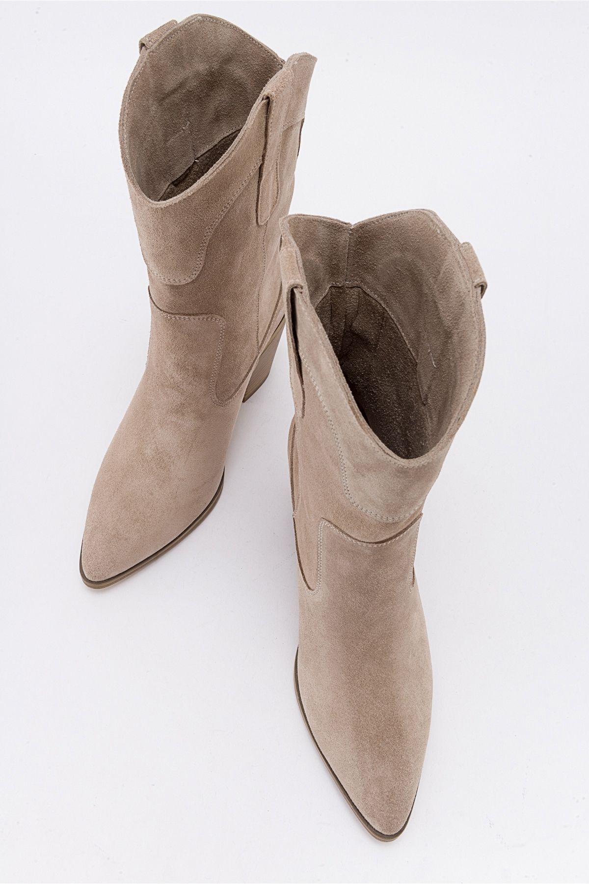 چکمه و بوتی نود زنانه های پاشنه چرمی Hopen Beige luvishoes