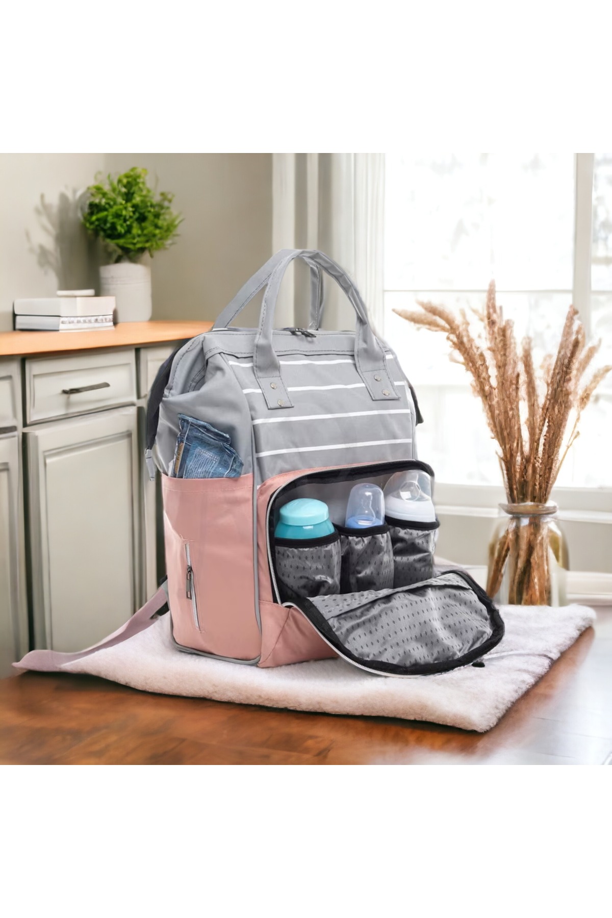 sahra bebek 6’lı Bebek Doğum Seti(HASTANE ÇIKIŞ,ANNE&BEBEK BAKIM OMUZ VE SIRT ÇANTASI,BATTANİYE,ÇORAP VE MENDİL) fotoğrafı 3 (önizleme)