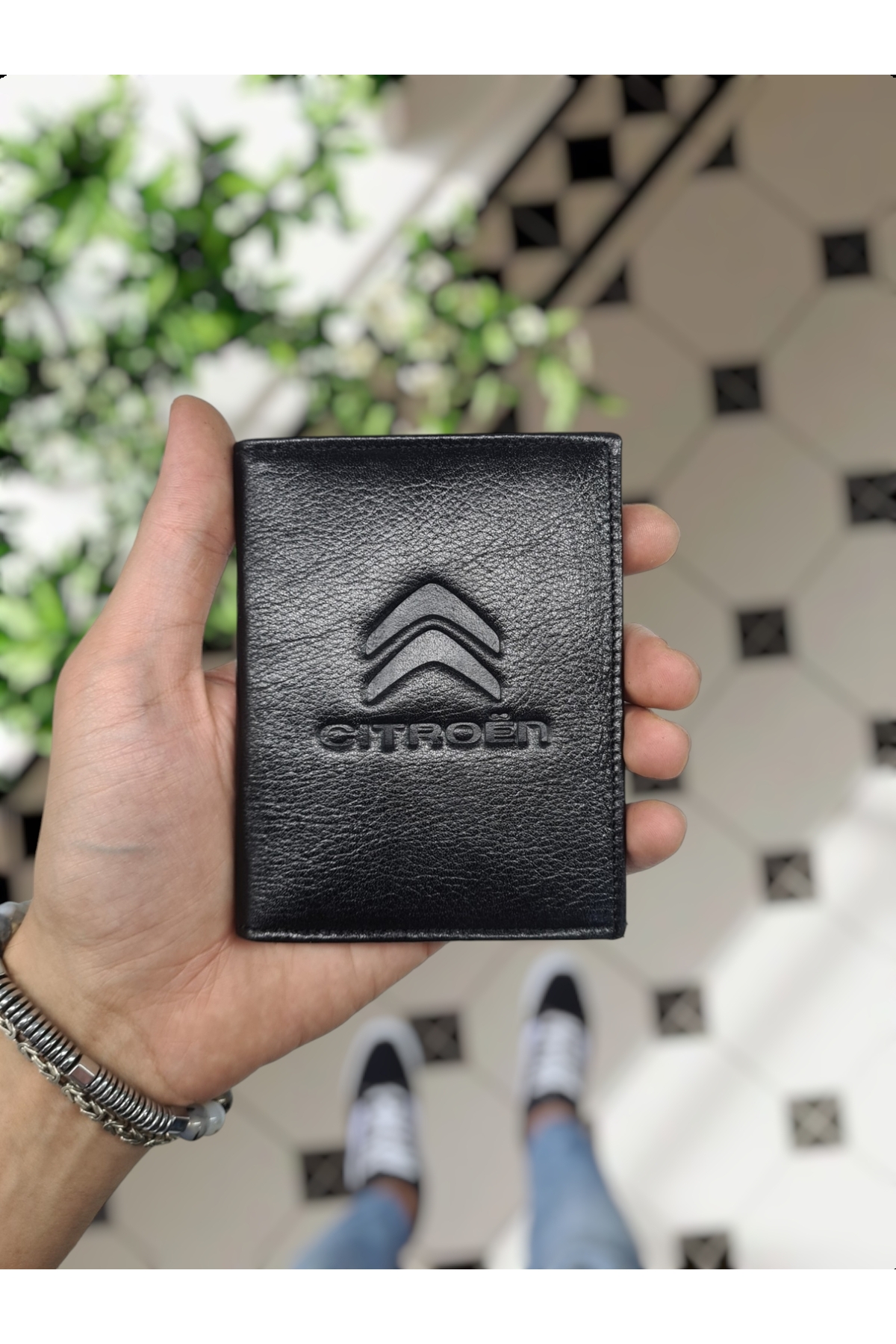Citroen Vehicle Compatible VISSO 1904 Genuine Leather Vehicle License Case Customized Bag for Name Male Female Model