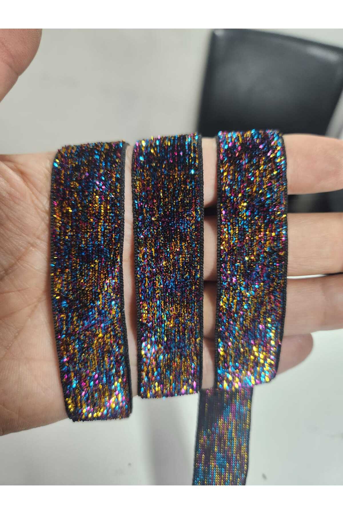 2 CM MULTICOLORED GLITTER VELVET GLITTER RIBBON IS SENT IN A 5 METER PACKAGE.
