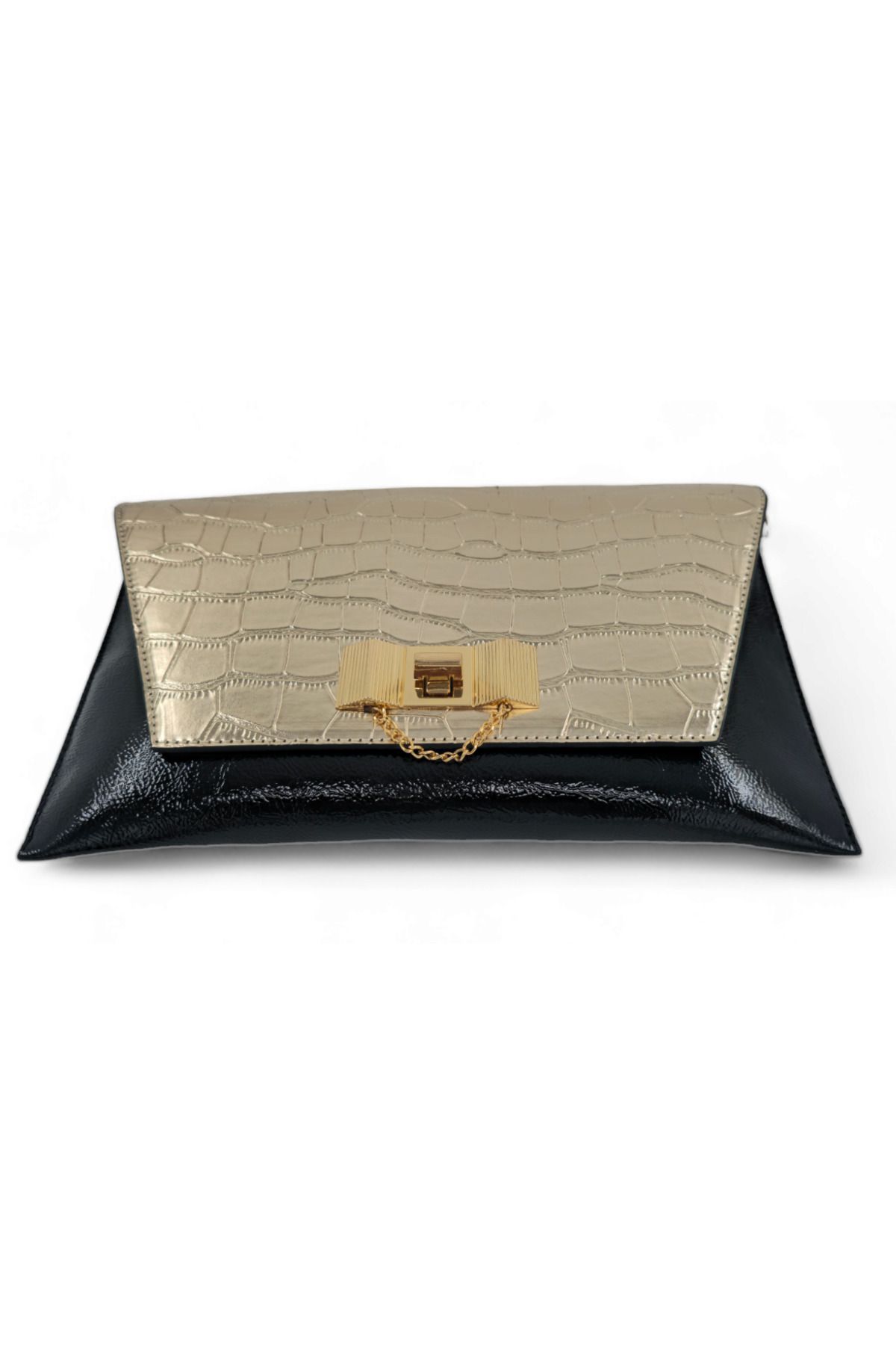 Gold patent clutch clearance bag