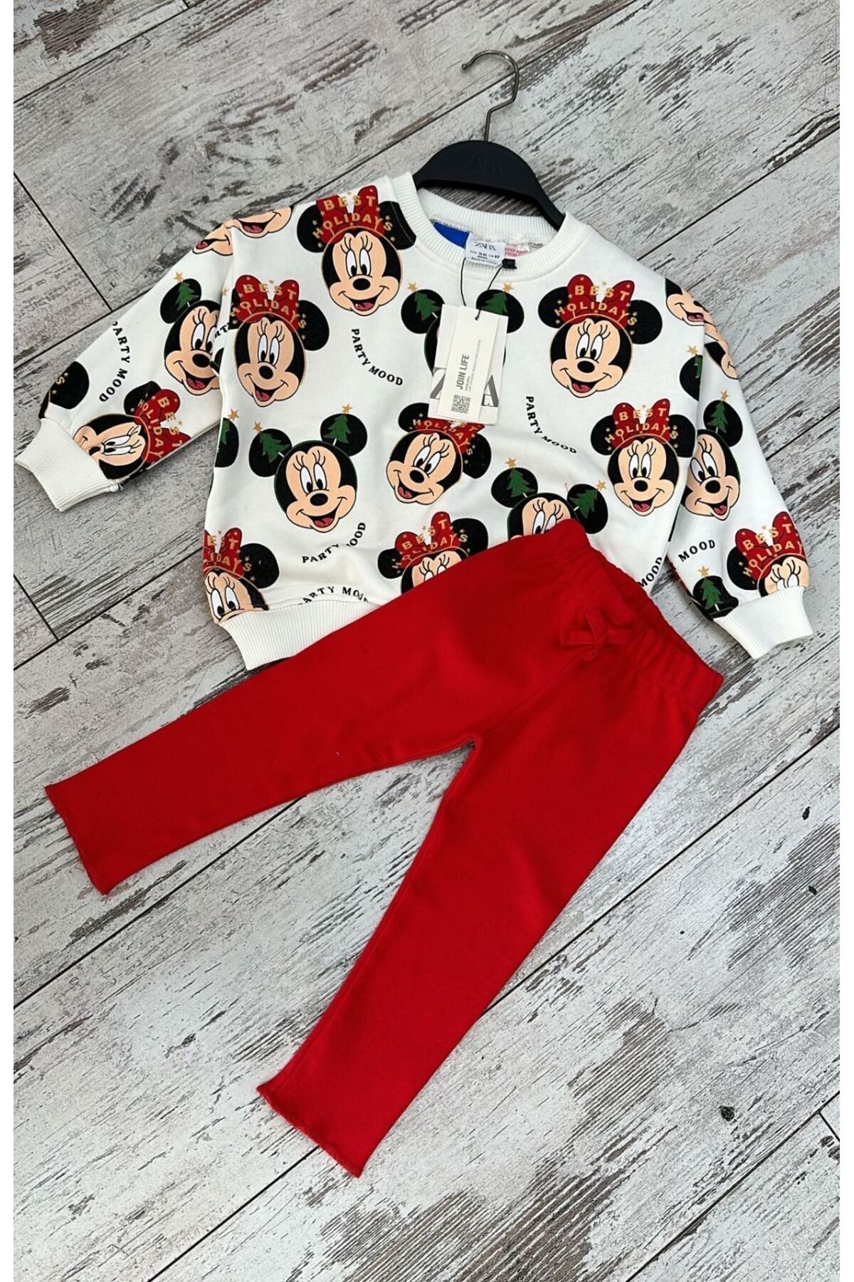 Elidabutik-New Year's Mikky Mouse Printed Top and Bottom Set 7