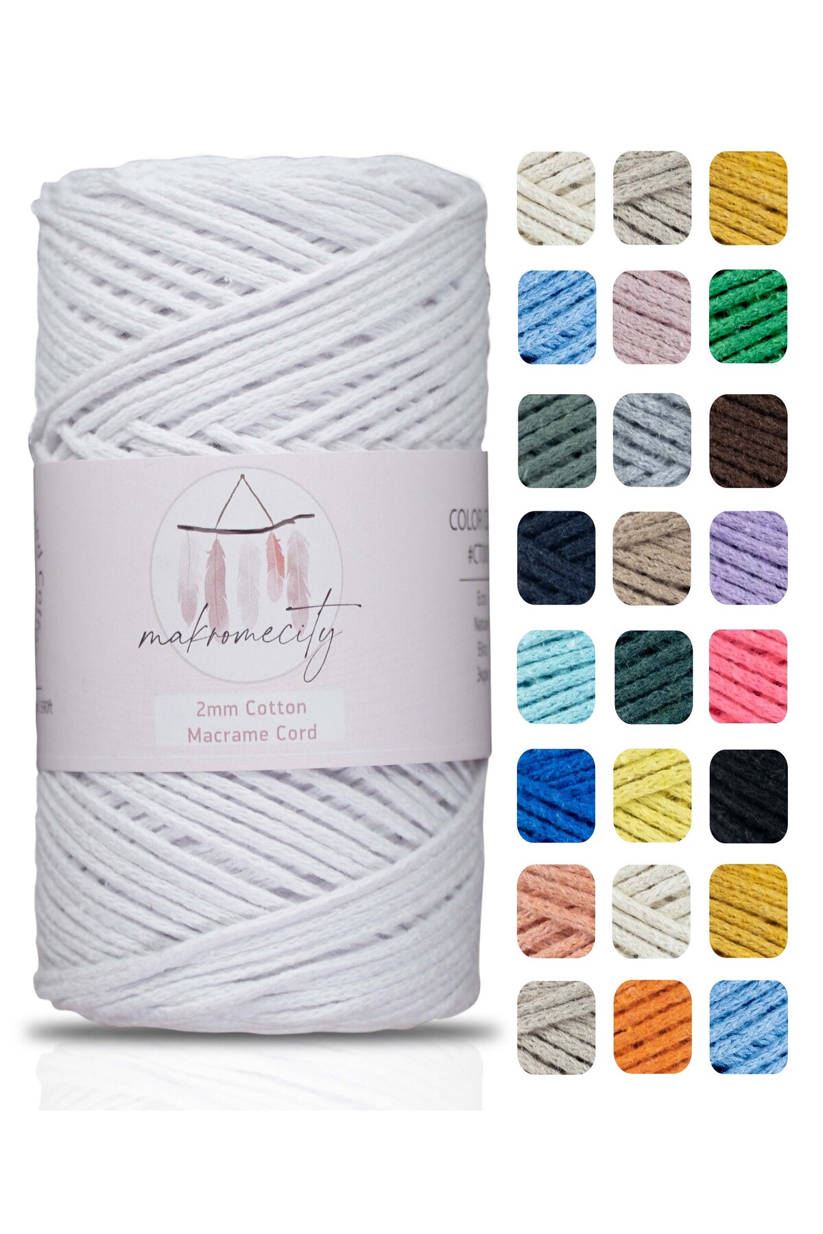 Premium Cotton Macrame Lanyard White 200g 150 Meters 2mm Cotton Chain Macrame Bag Lanyard Underplate Lanyard