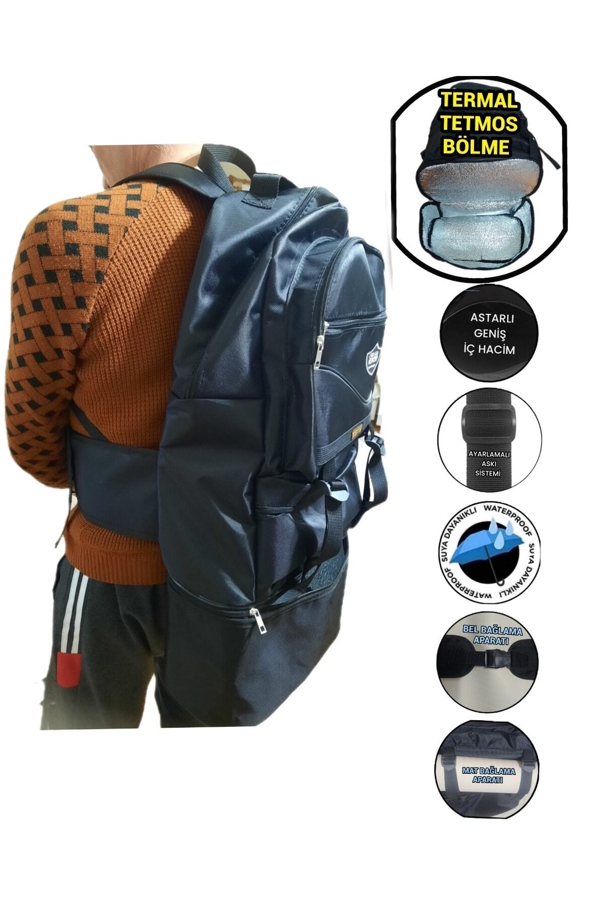 کوله پشتی زنانه مشکی SEVBAGS | SEVBAGS SIRT TERMOSLU اورجینال - تصویر 5