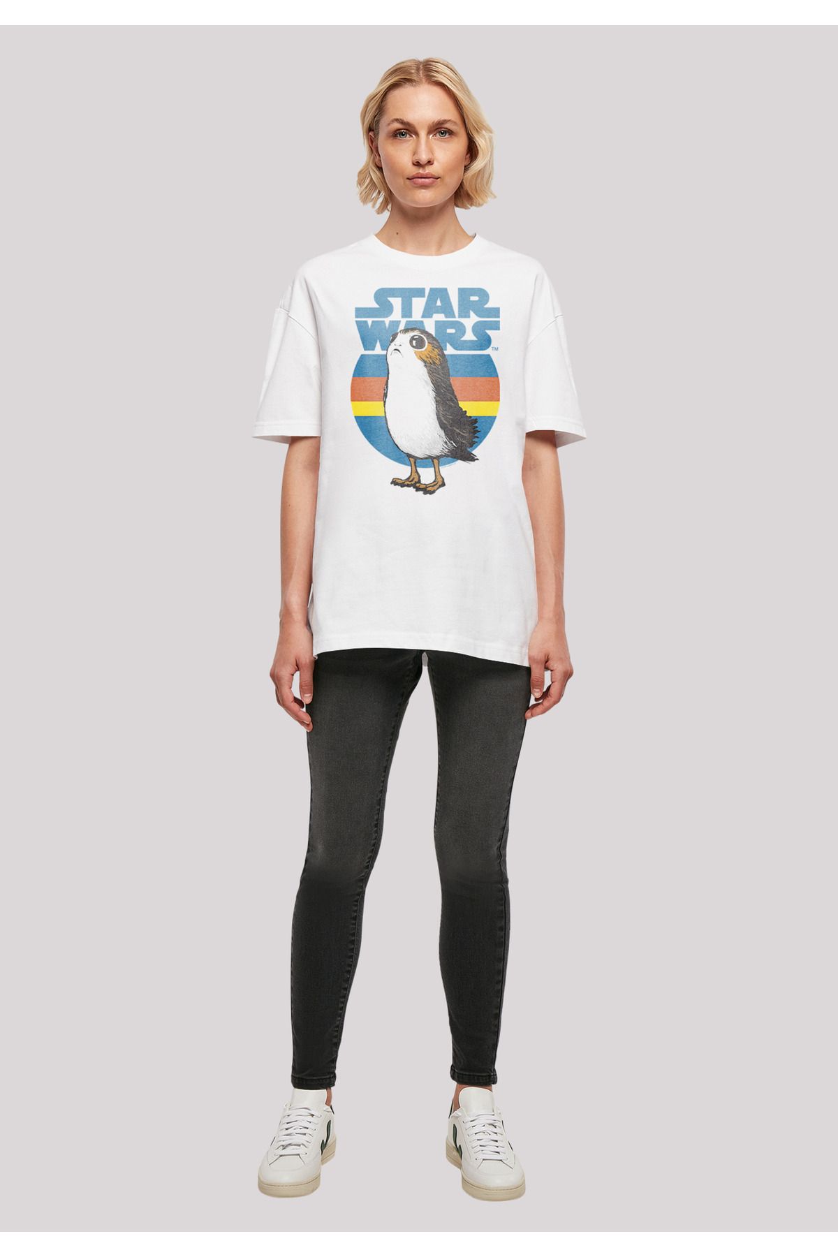 Porg übergroßem Jedi Damen - Boyfriend-T-Shirt F4NT4STIC mit für Damen Last Wars Trendyol Star
