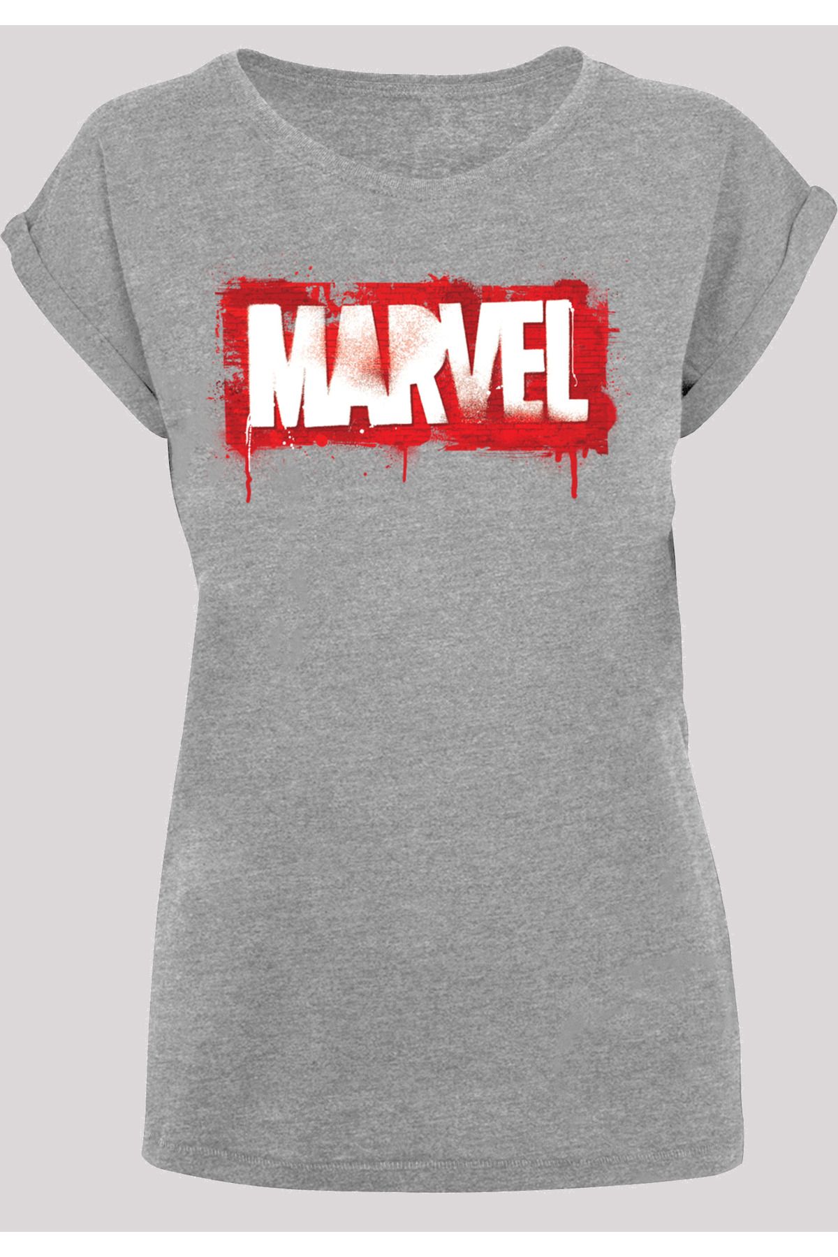 F4NT4STIC Damen Marvel Trendyol verlängerter mit - Logo Schulter Damen-T-Shirt mit Spray