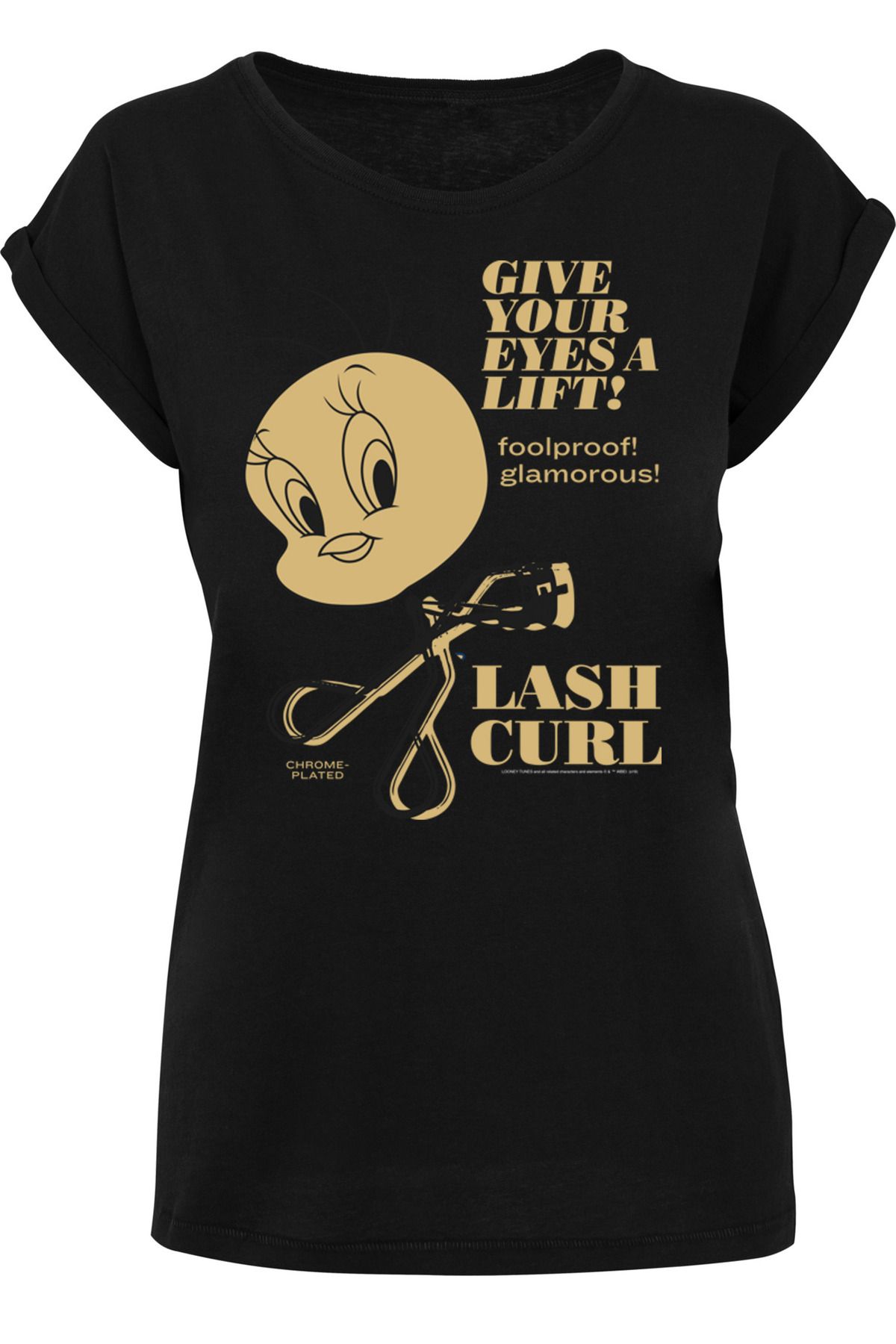 F4NT4STIC Damen Tweety Shoulder T-Shirt mit Lash Trendyol Curls - Extended Ladies