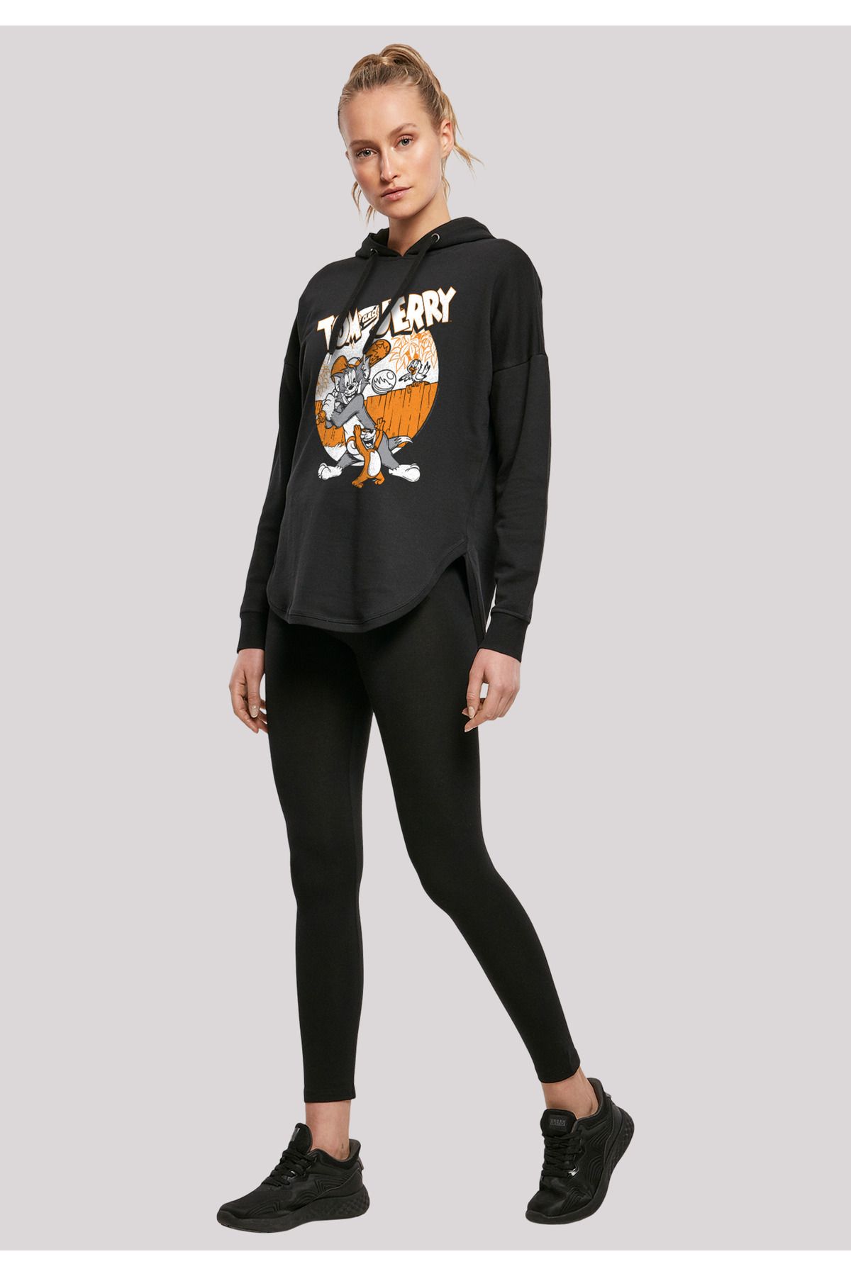 F4NT4STIC-Damen Tom und Jerry spielen Baseball mit übergroßem Damen-Kapuzenpullover 4