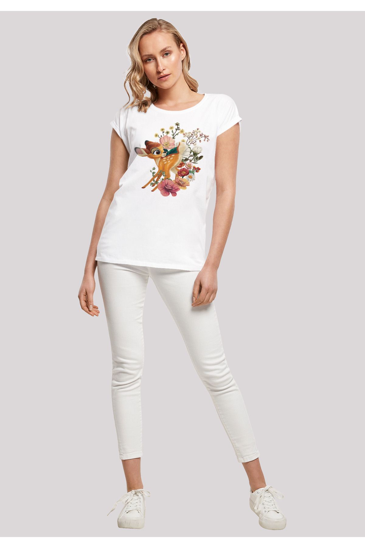 Bambi Schulter mit Damen F4NT4STIC Meadow mit Damen-T-Shirt Disney verlängerter - Trendyol