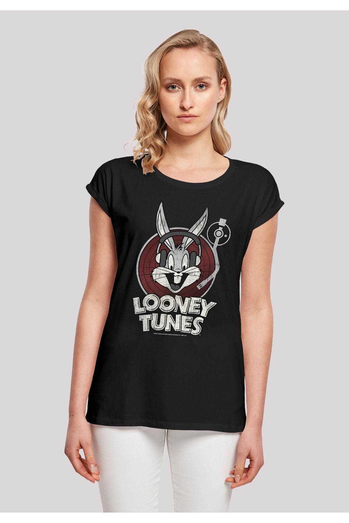 Looney Damen T-Shirt F4NT4STIC Bugs - mit Tunes Shoulder Extended Ladies Trendyol Bunny