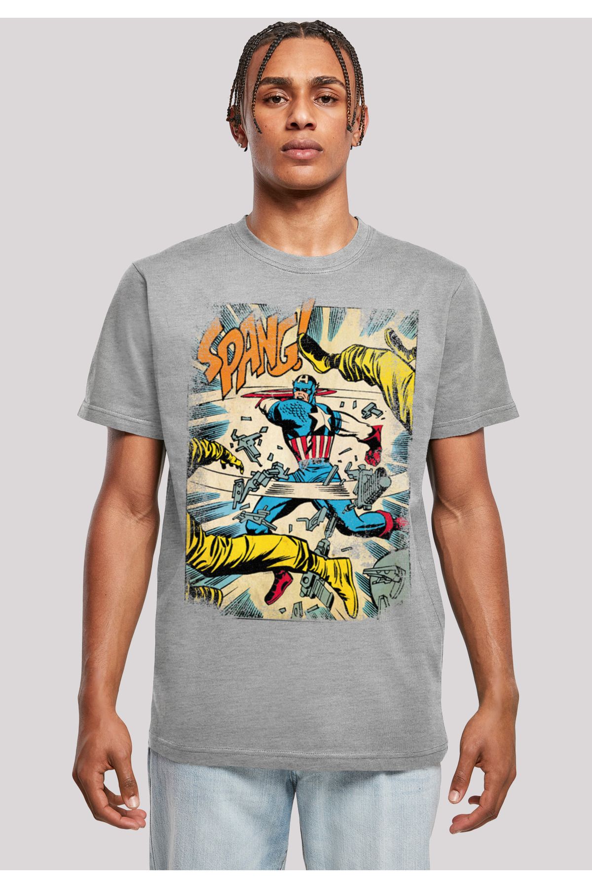 Herren mit Marvel F4NT4STIC Trendyol Captain Rundhals America Spang T-Shirt -
