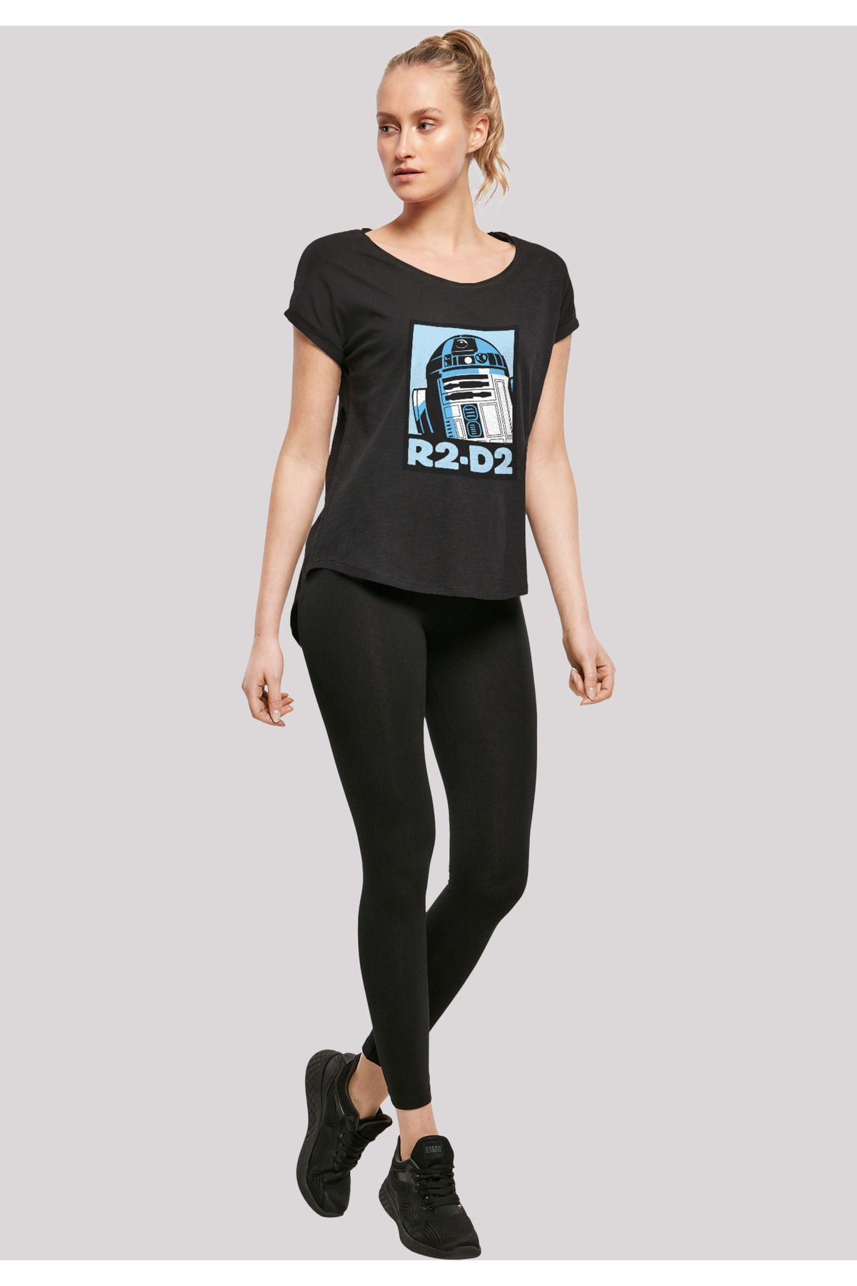 Trendyol Damen Poster Star - mit Slub Wars Long T-Shirt R2-D2 F4NT4STIC Ladies
