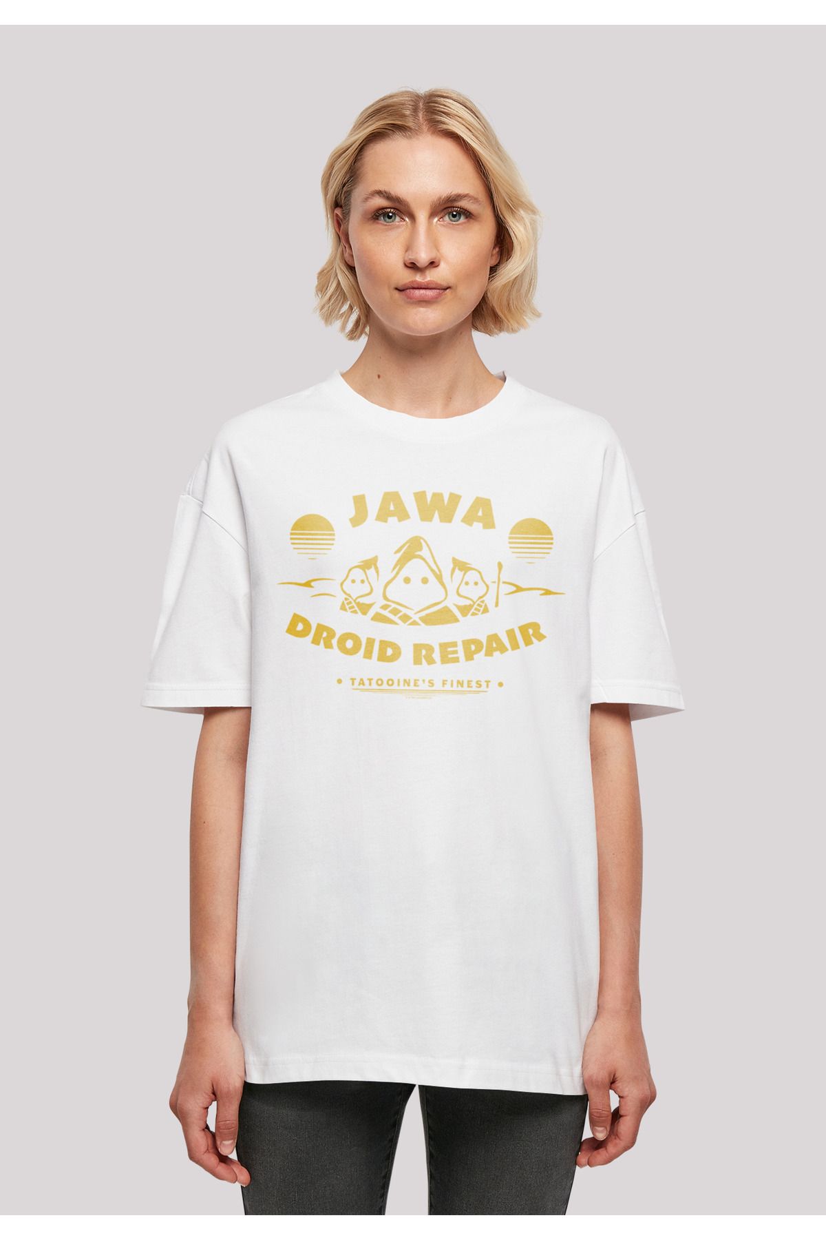 F4NT4STIC Damen Star Wars Jawa mit übergroßem - Damen Droid Trendyol Boyfriend-T-Shirt für Repair