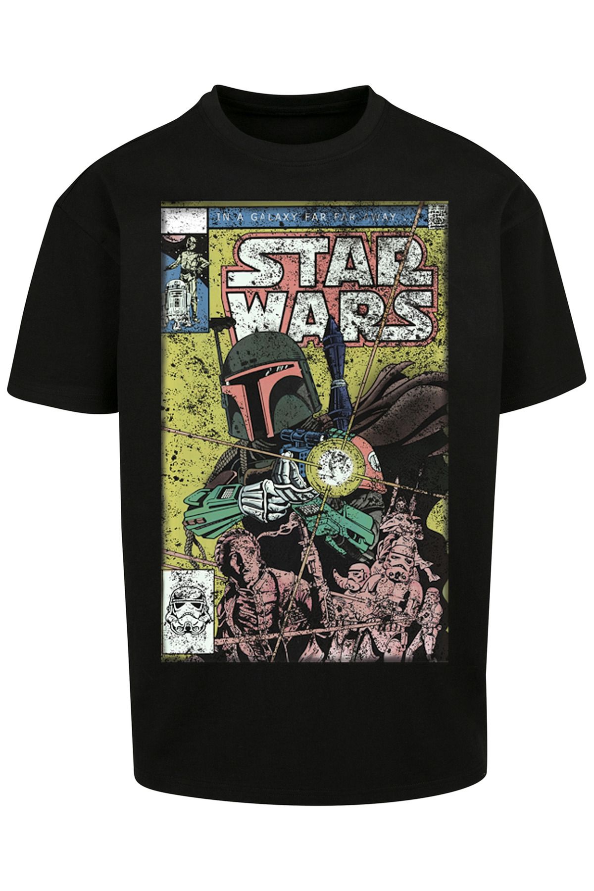 F4NT4STIC Herren Star Wars Comic Heavy T-Shirt - mit Trendyol Oversize Fett Boba
