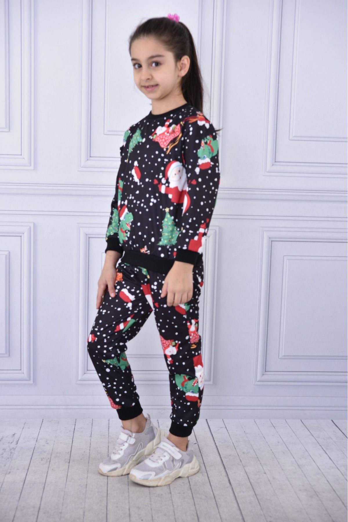 NBGİYİM-Winter Christmas Komset Black Bottom Top Tracksuit Set Children's Clothing 2