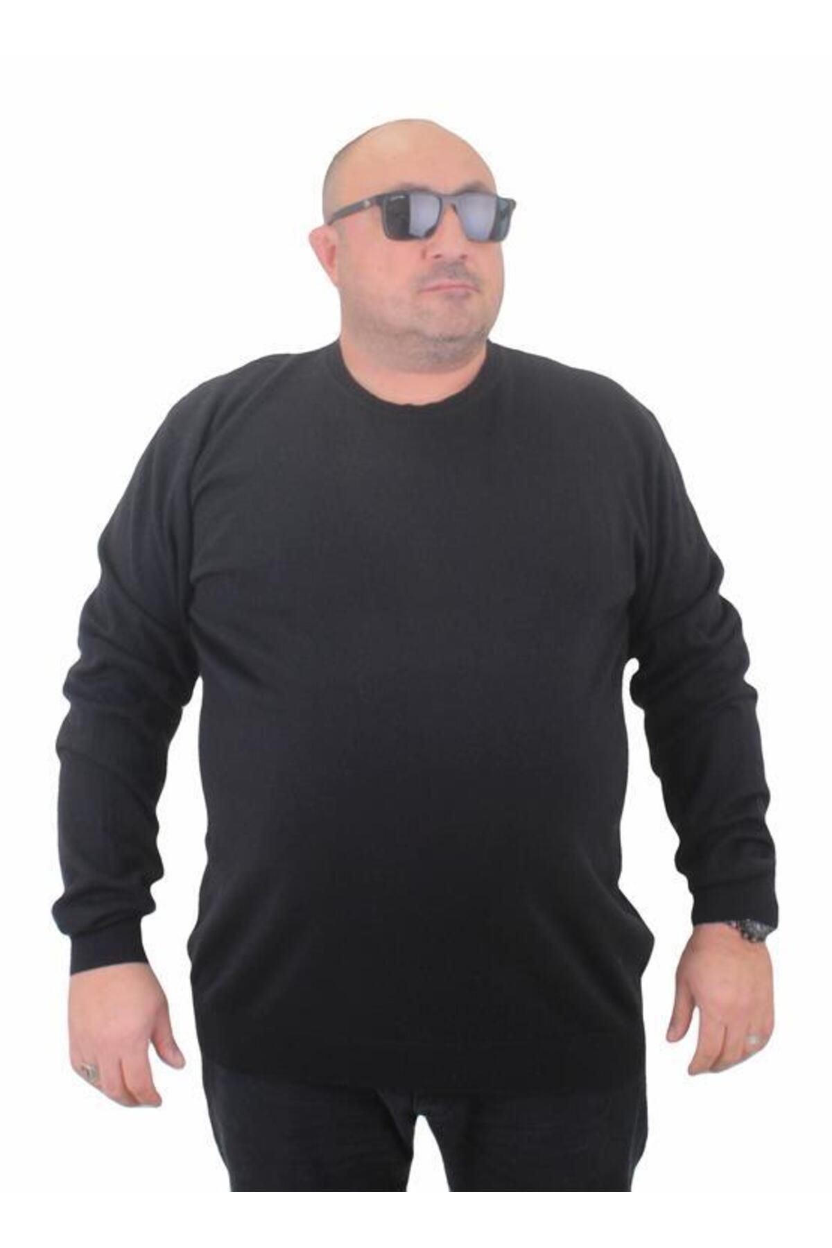 Starbattal Pulover Pentru Bărbați, Mărime Mare, Cu Decolteu, Tricotaj De Bază Negru Masculin - 6XL