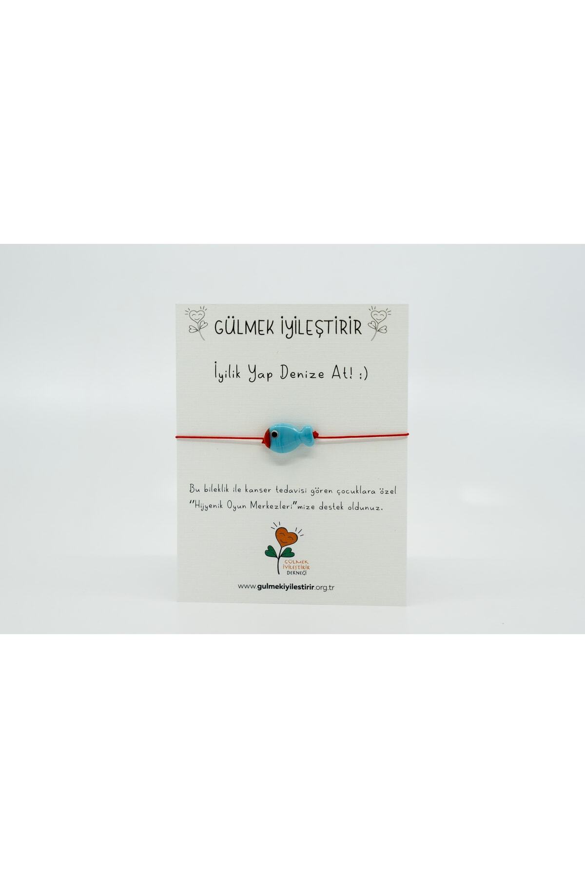 Turquoise Glass Fish Red String Bracelet