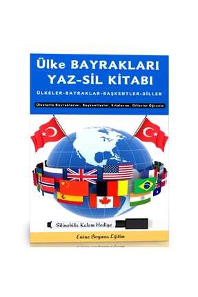 Enine Boyuna Eğitim Ülke Bayrakları Yaz-Sil Kitabı (Herkes İçin)