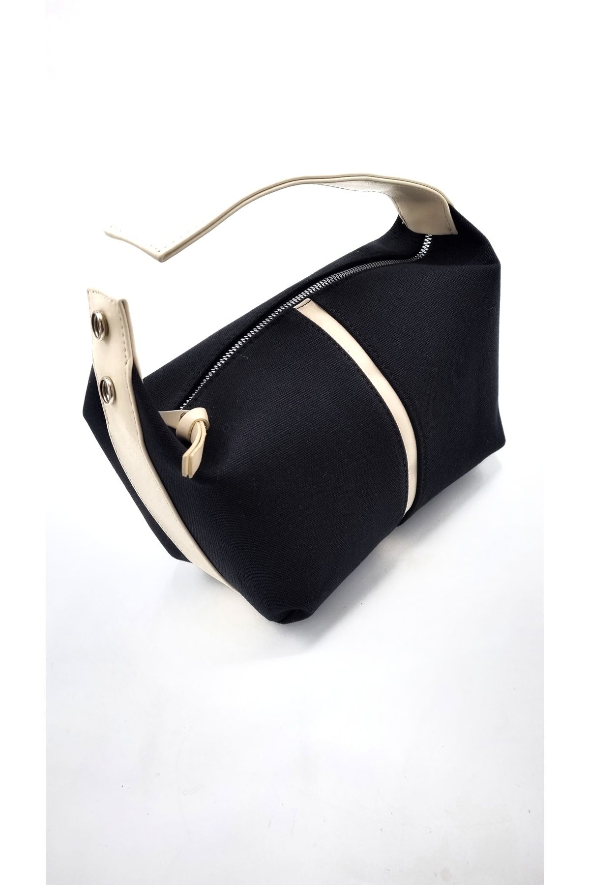 Black cream top clutch bag