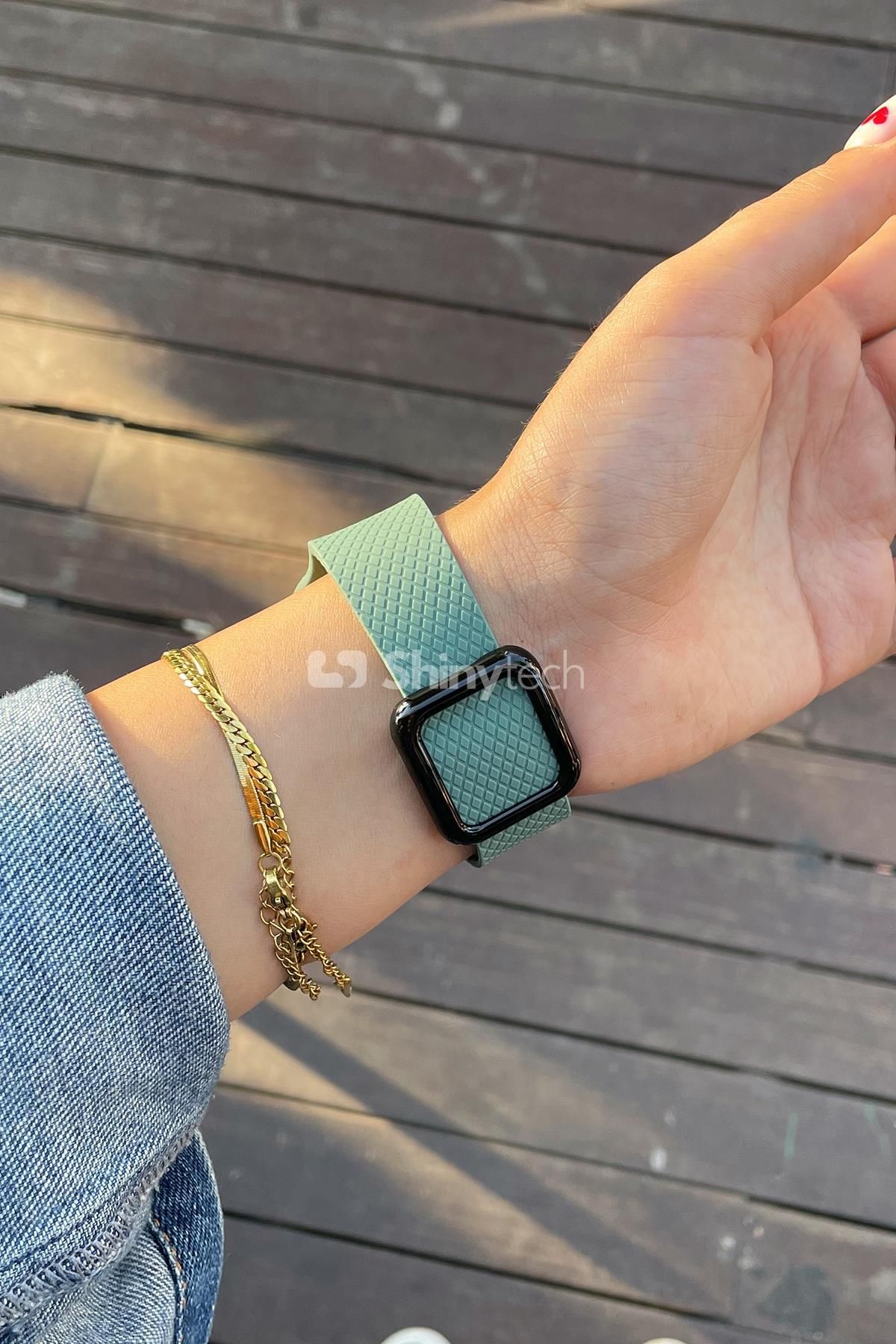 ShinyTECH Apple Watch Compatible Modern Buckle Strap Pine Green