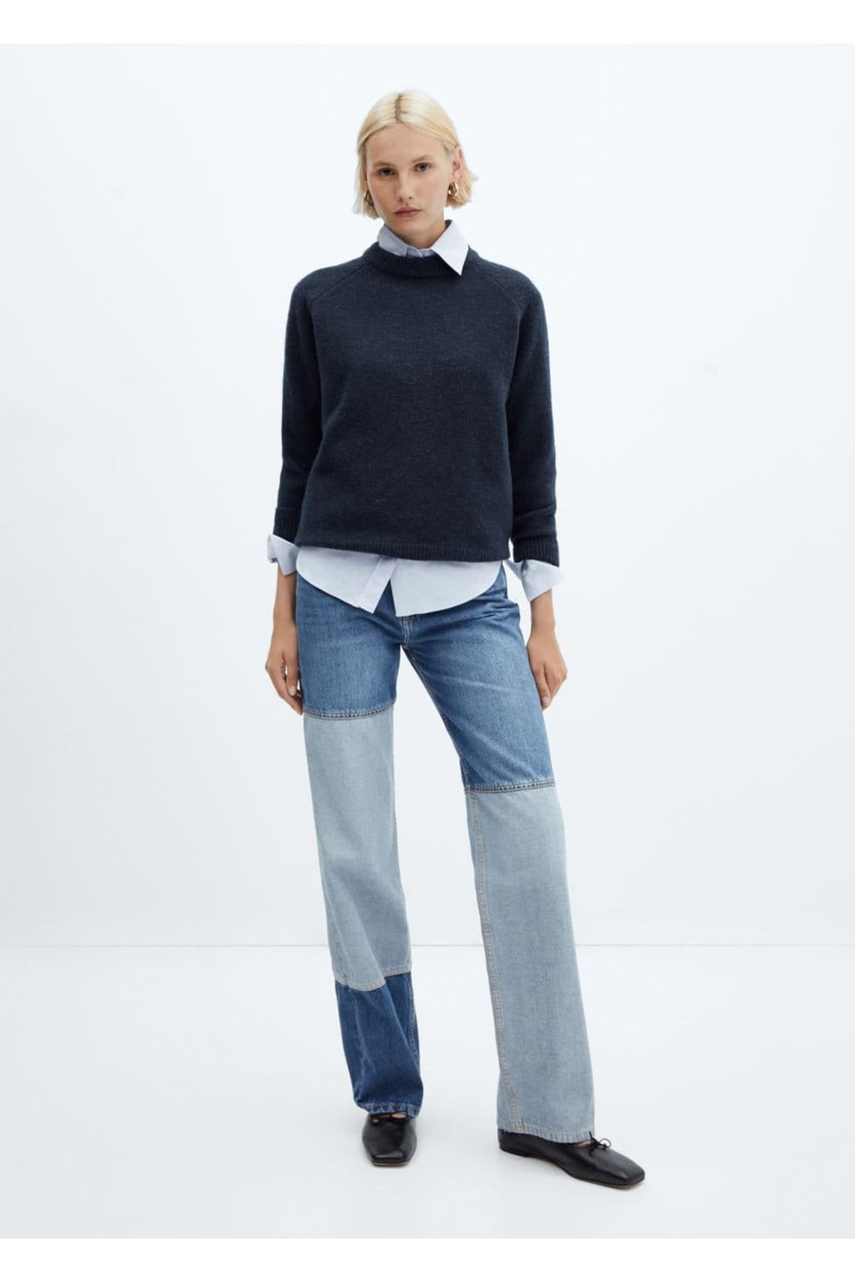 MANGO Woman-Patchwork Wideleg Jeans 2