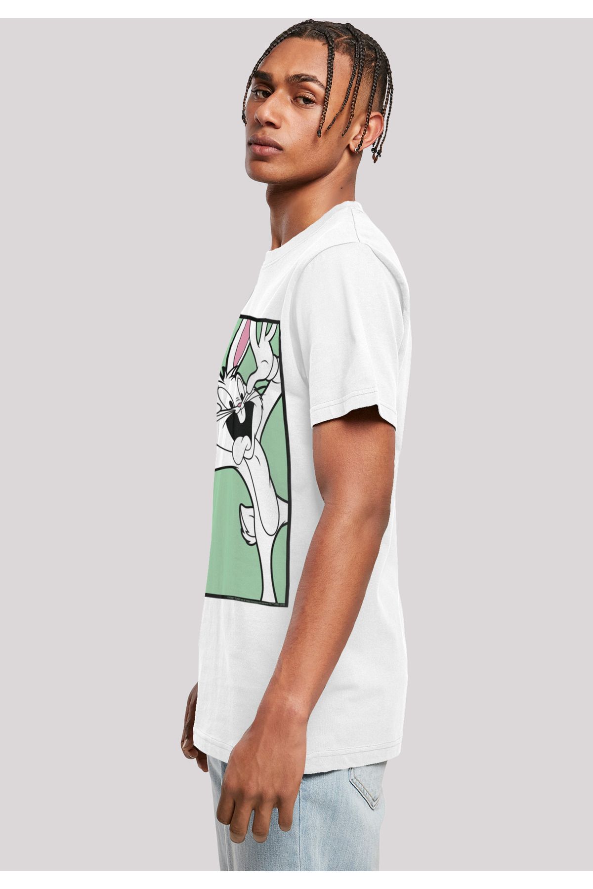 Bunny - F4NT4STIC T-Shirt Trendyol Tunes mit Bugs Looney Rundhalsausschnitt Herren Face-WHT Funny