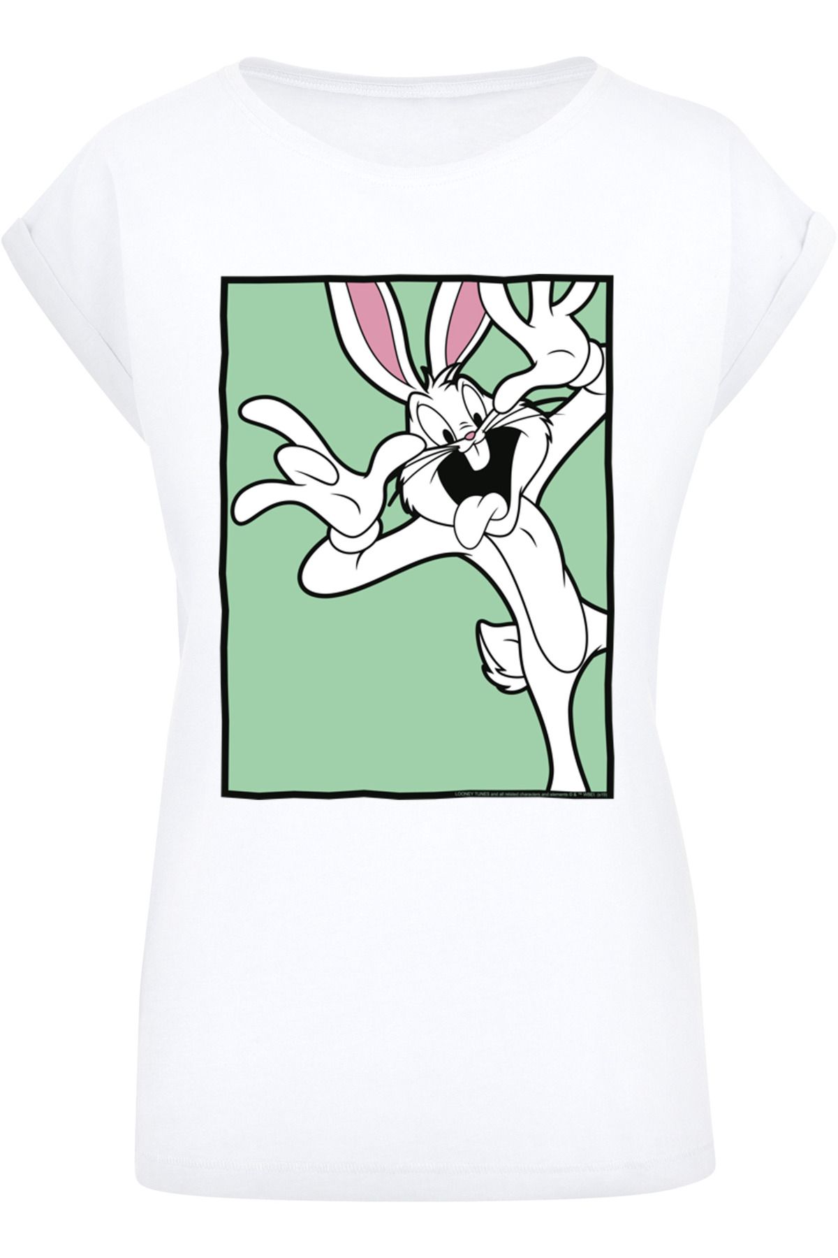 F4NT4STIC Damen Extended Trendyol Tunes Face-WHT - Looney Tee Bunny Shoulder Funny mit Bugs Ladies