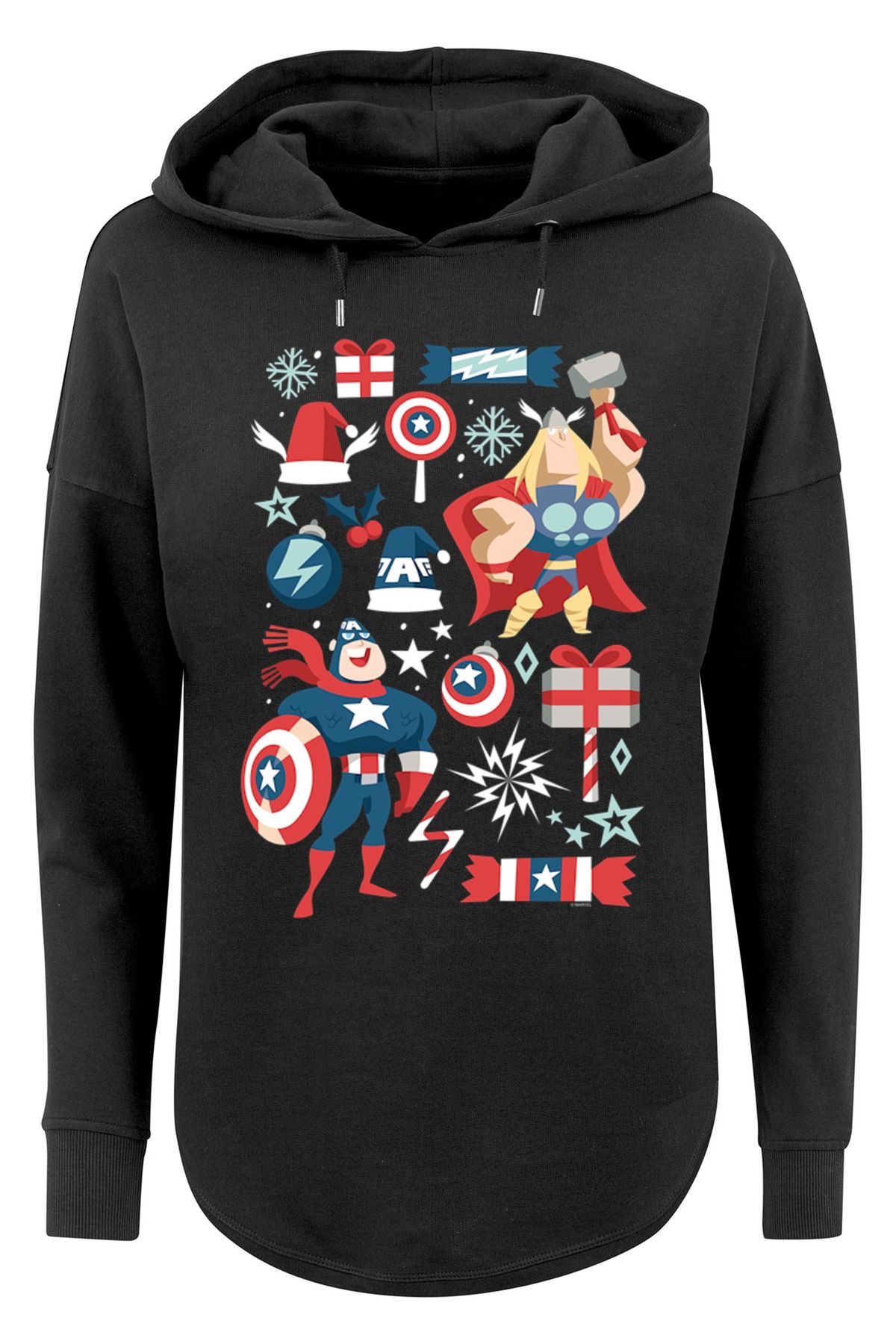 F4NT4STIC Damen Marvel Universe Thor und Captain America Weihnachtstag mit  übergroßem Damen-Kapuzenpullover - Trendyol