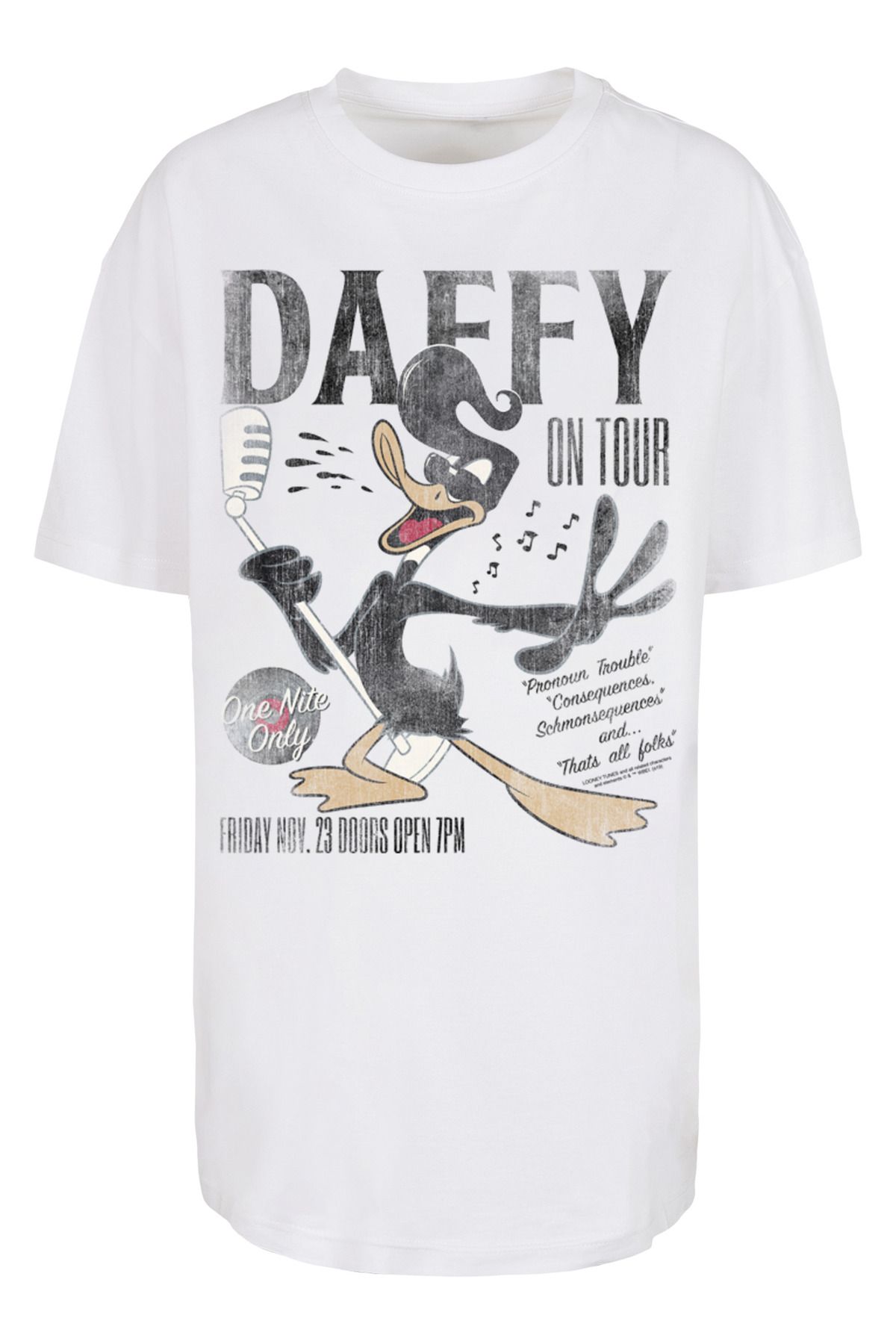 F4NT4STIC Damen Trendyol für mit übergroßem - Duck Damen -WHT Concert Boyfriend-T-Shirt Daffy