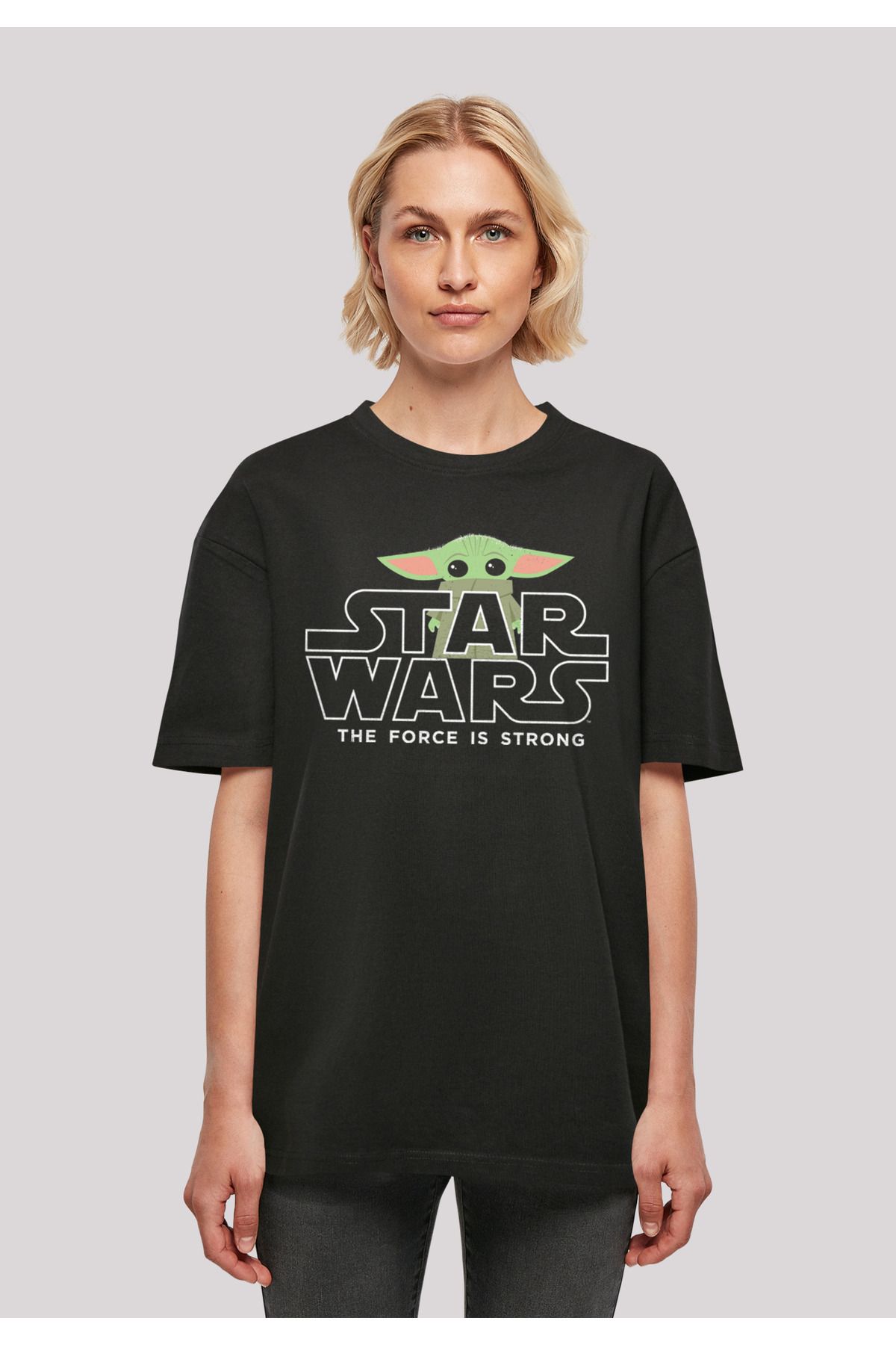 Mandalorian Trendyol mit - The Star übergroßem für Boyfriend-T-Shirt Damen Baby Wars F4NT4STIC Star Yoda Wars Damen