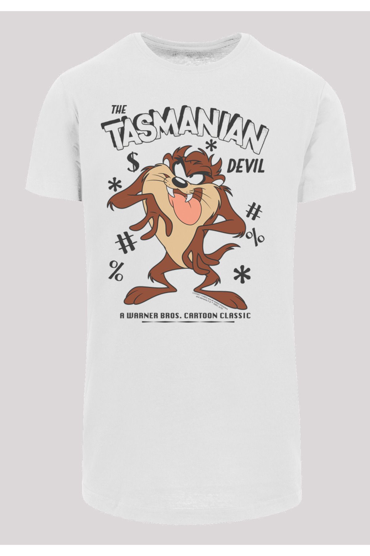F4NT4STIC Herren Vintage Tasmanian mit T-Shirt - Devil langen geformtem -WHT Trendyol