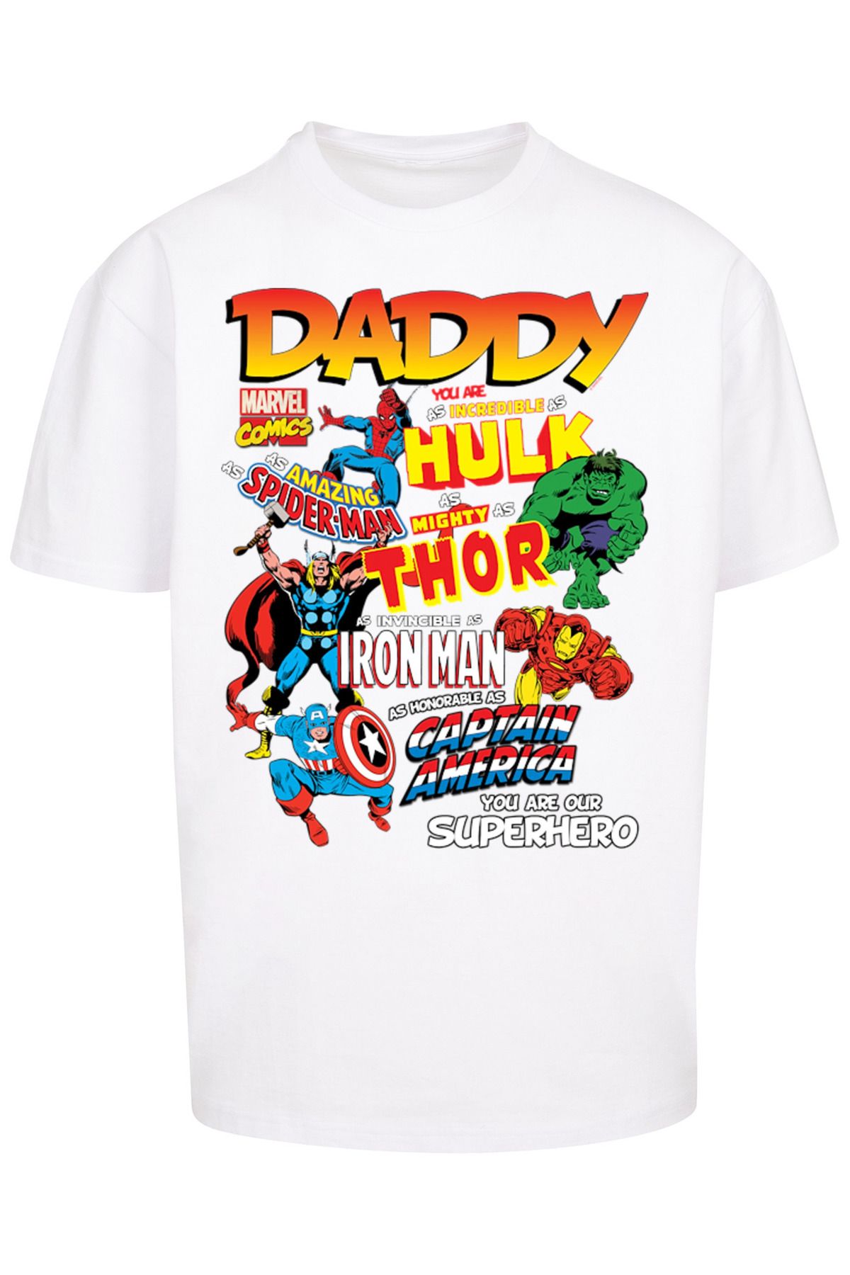 F4NT4STIC Herren Marvel Tee Dad Our Superhero with Trendyol Oversize Comics - Heavy